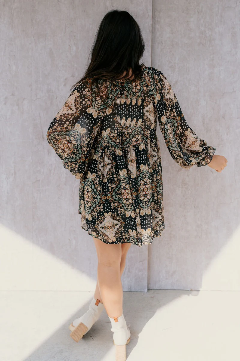 Stevie Black Multi Long Sleeve Dress - Image 10