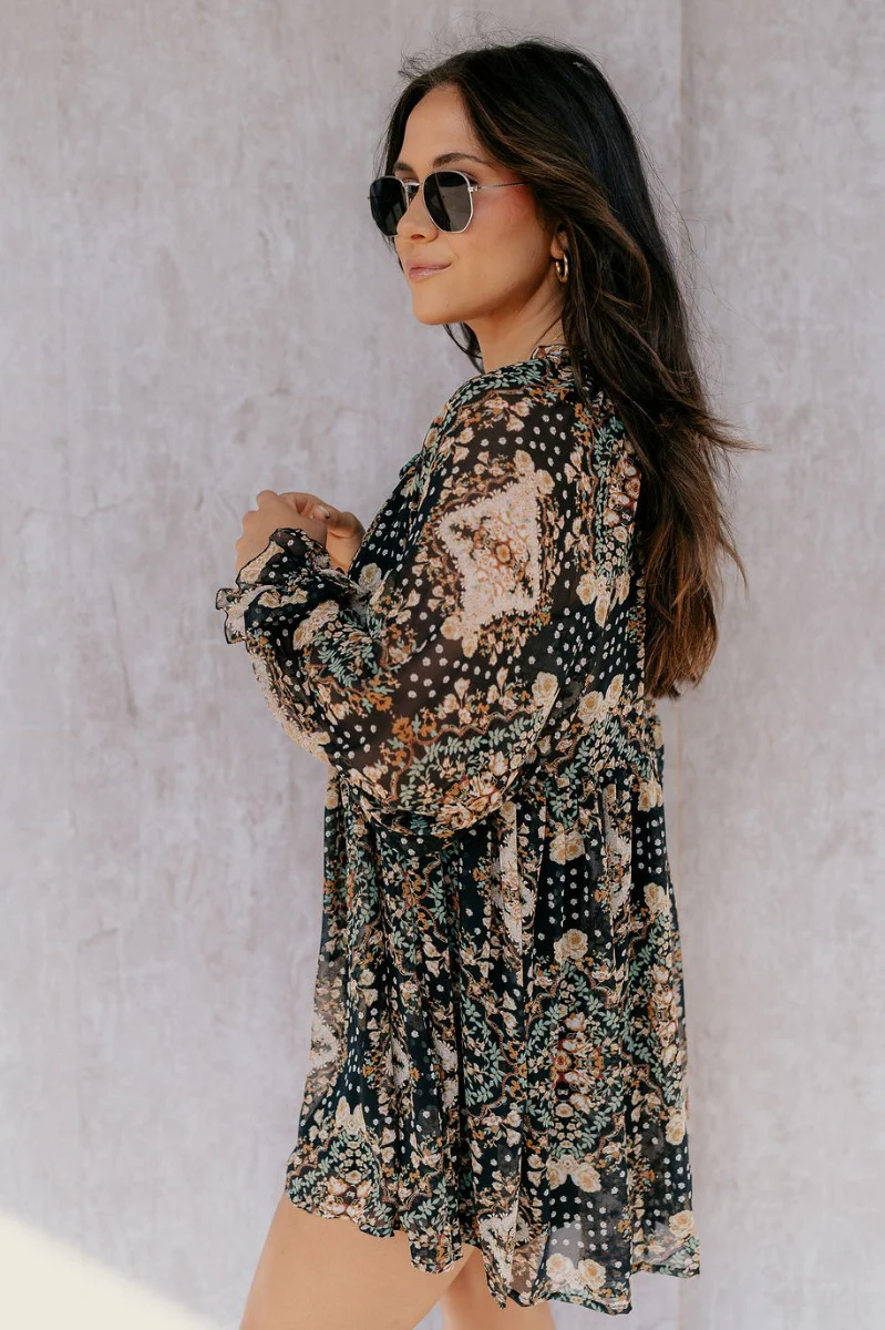 Stevie Black Multi Long Sleeve Dress - Image 7