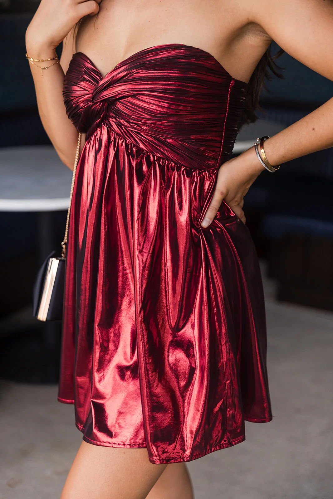 Stevie Metallic Red Twist Mini Dress - Image 7