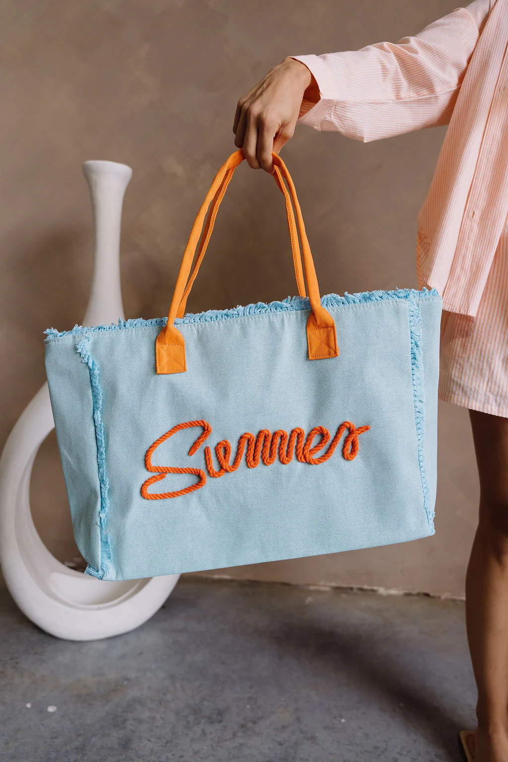 Summer Aqua & Orange Tote Bag - Image 3