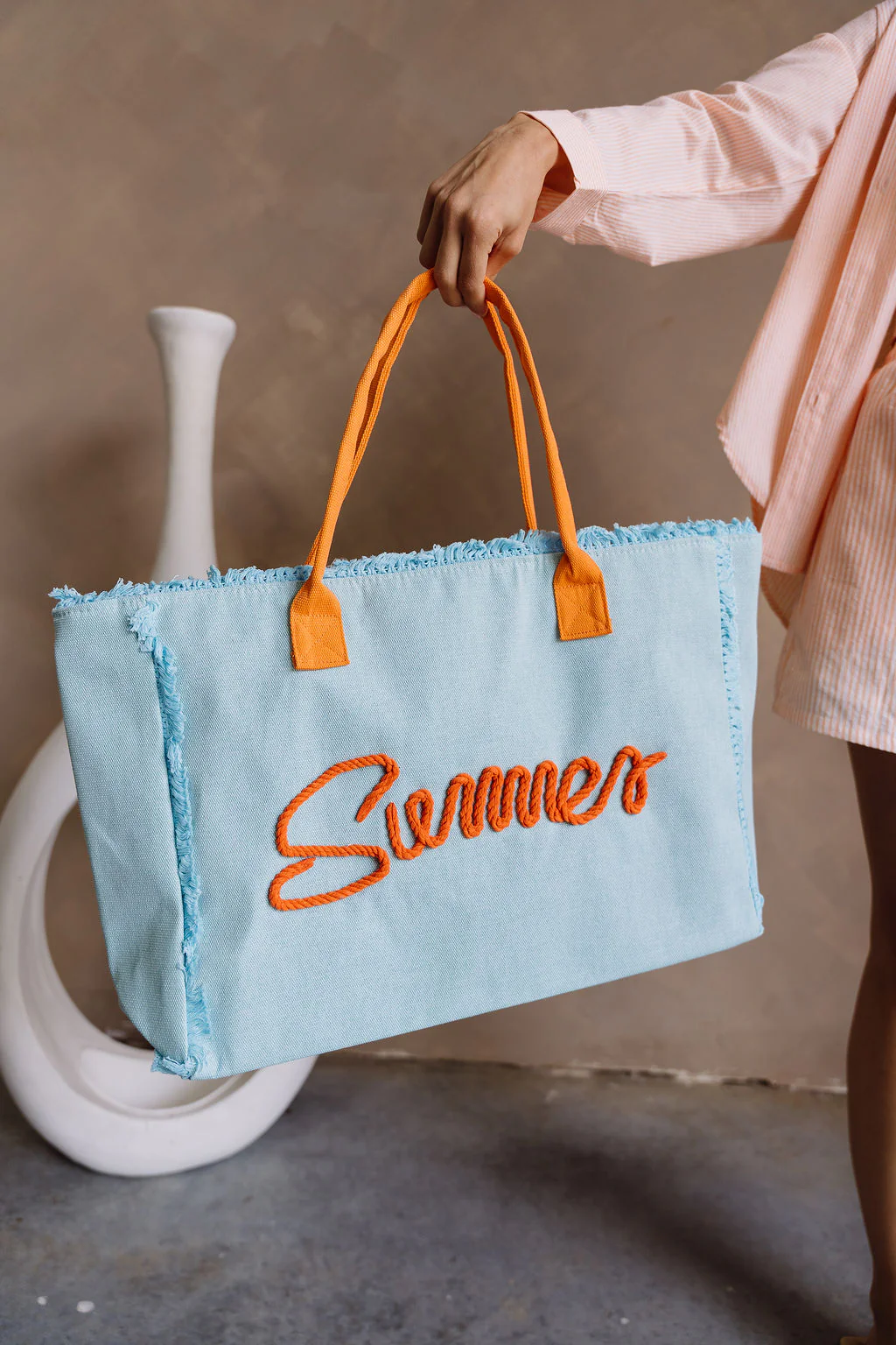 Summer Aqua & Orange Tote Bag - Image 5