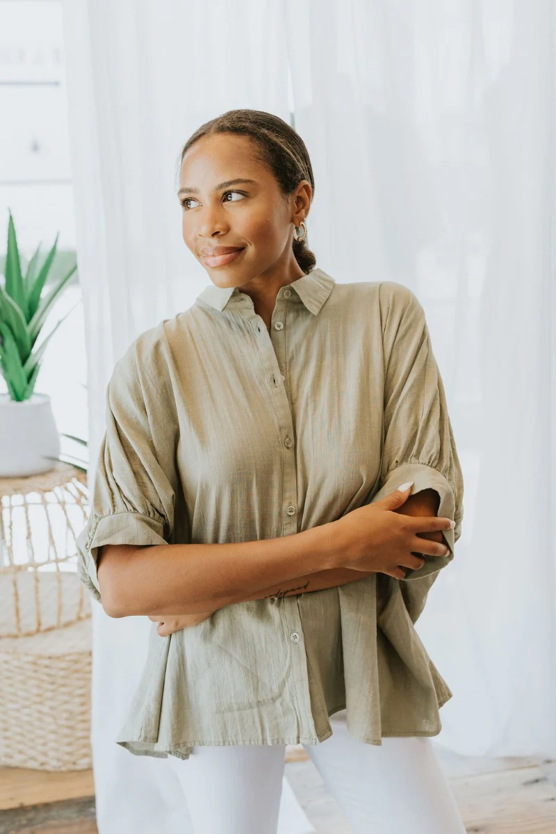 Summer Chapter Top In Olive - Image 2