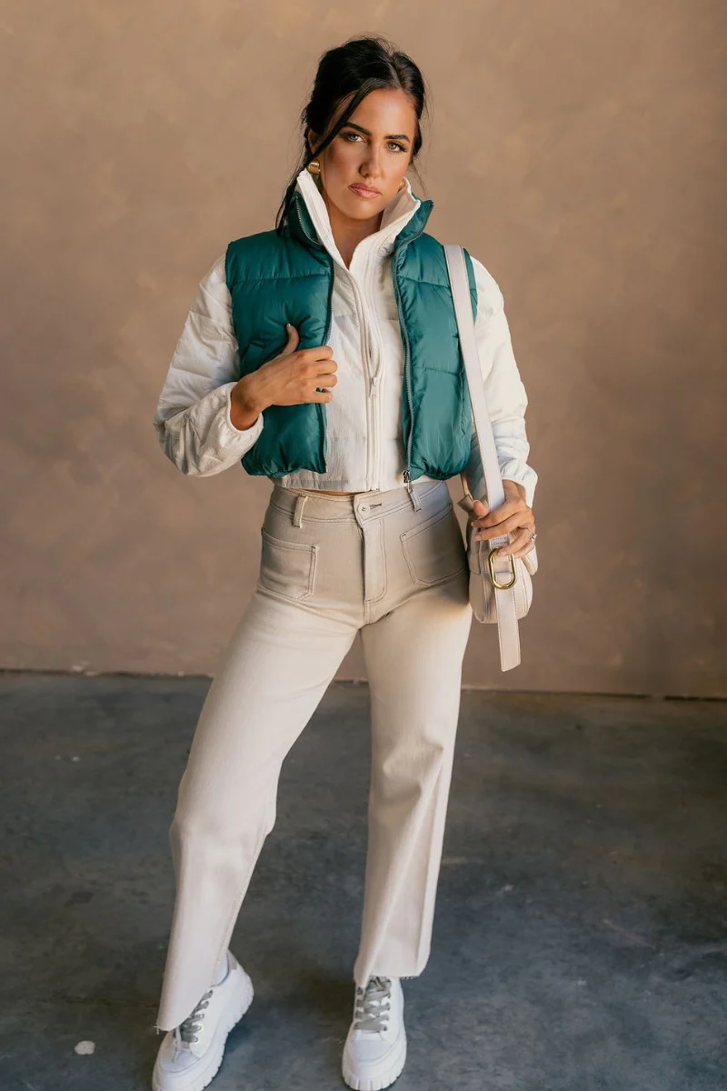 Sutton Green Cropped Puffer Vest