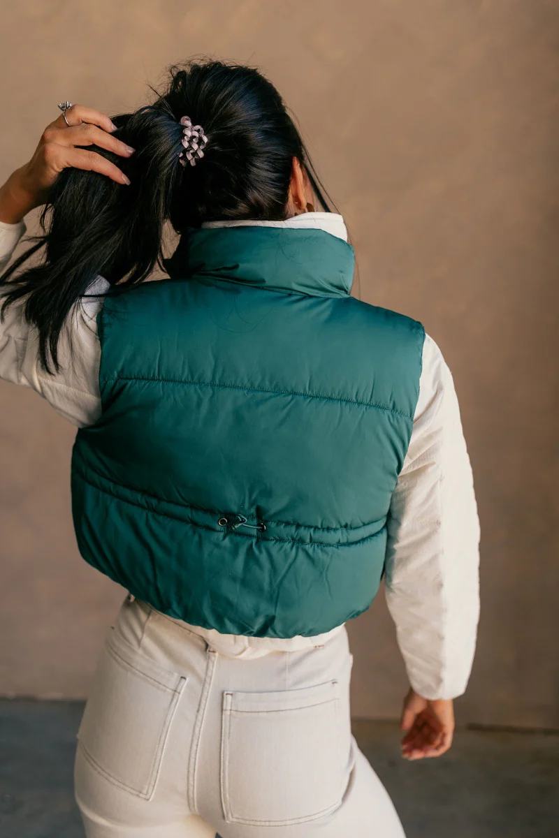Sutton Green Cropped Puffer Vest - Image 4