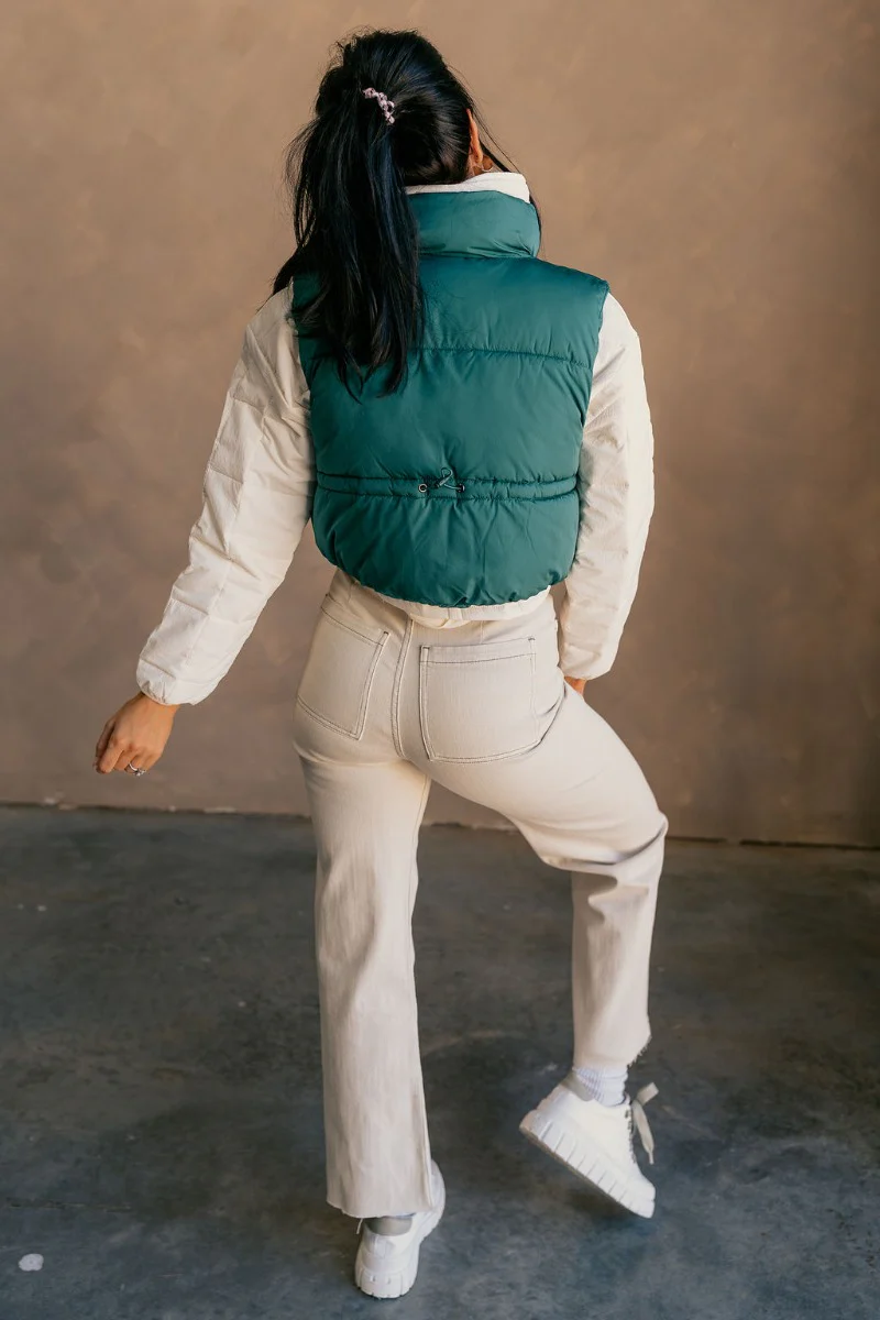 Sutton Green Cropped Puffer Vest - Image 5