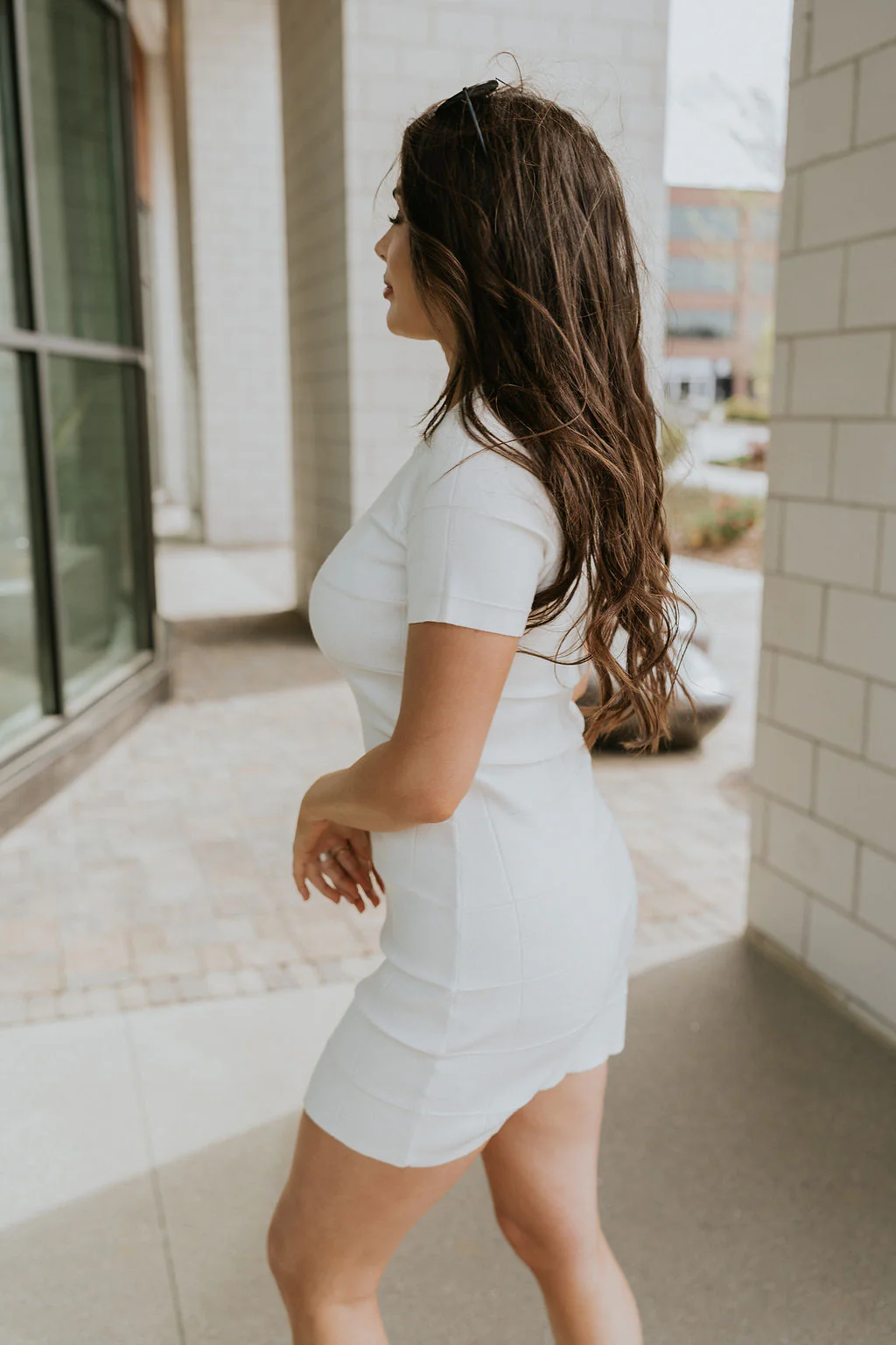 Sutton White Checkered Mini Dress - Image 3