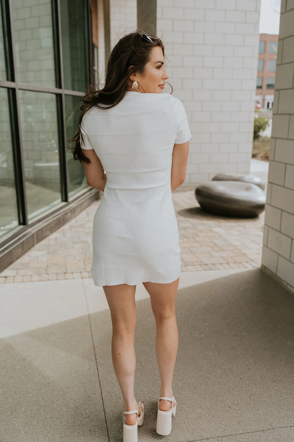 Sutton White Checkered Mini Dress - Image 5