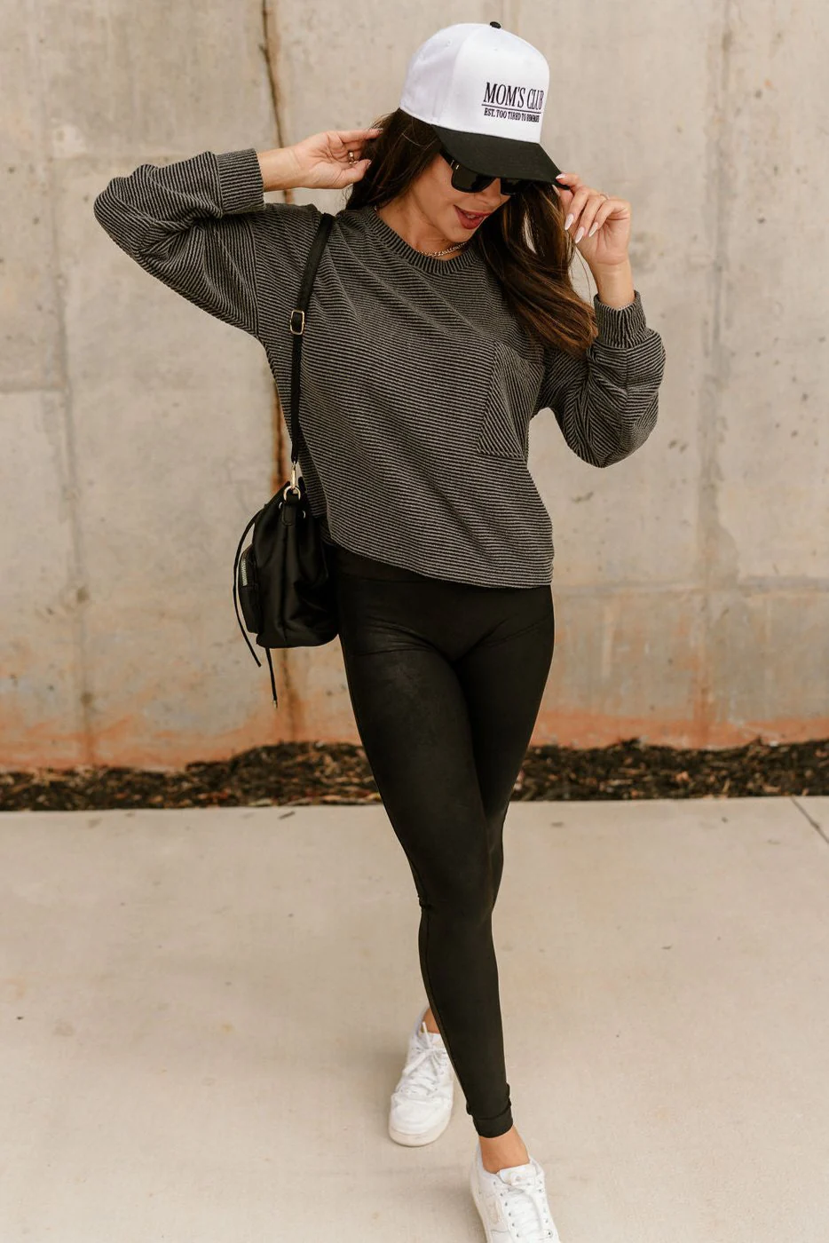 Esme Charcoal Grey Ribbed Long Sleeve Top