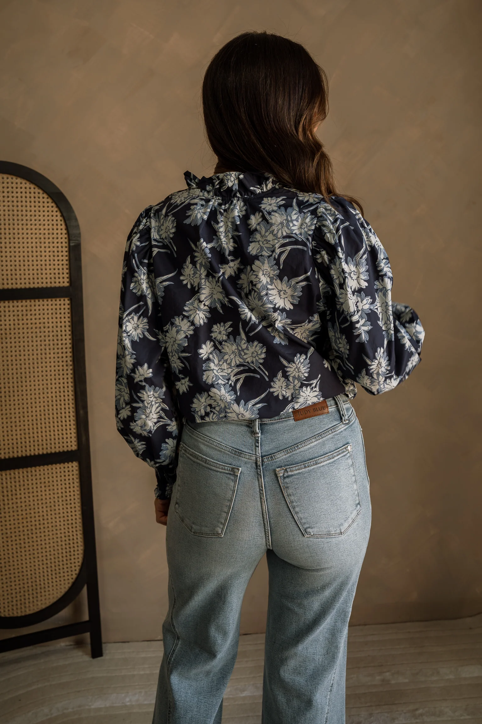 Ema Navy & White Floral Long Sleeve Top - Image 7