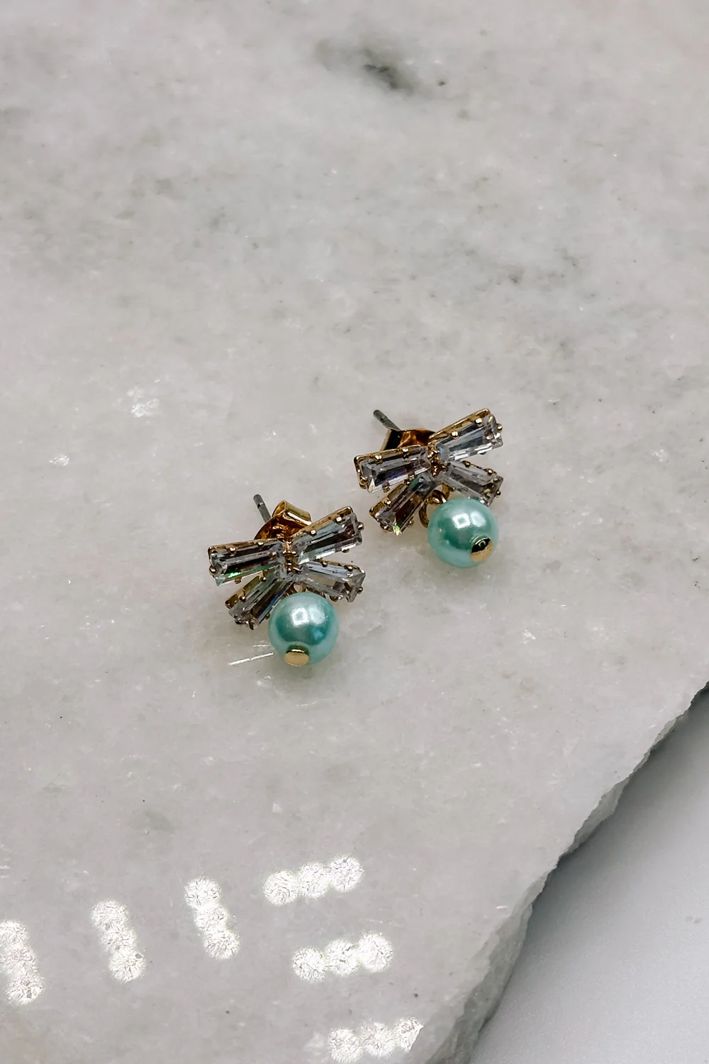Talia Turquoise & Rhinestone Bow Stud Earring
