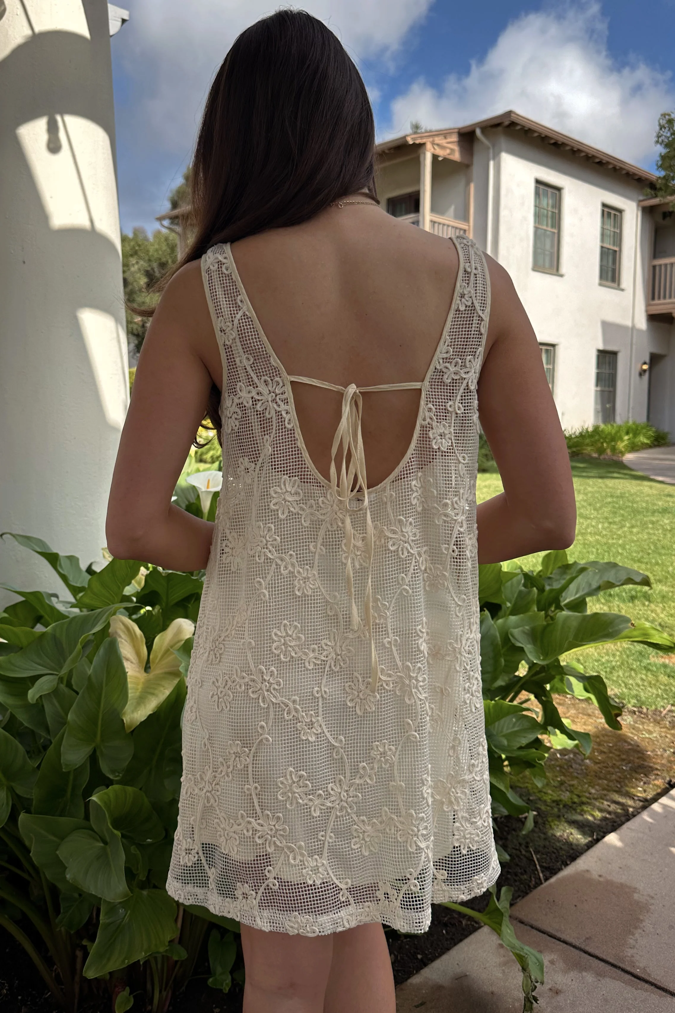 Tara Natural Crochet Mini Dress - Image 5