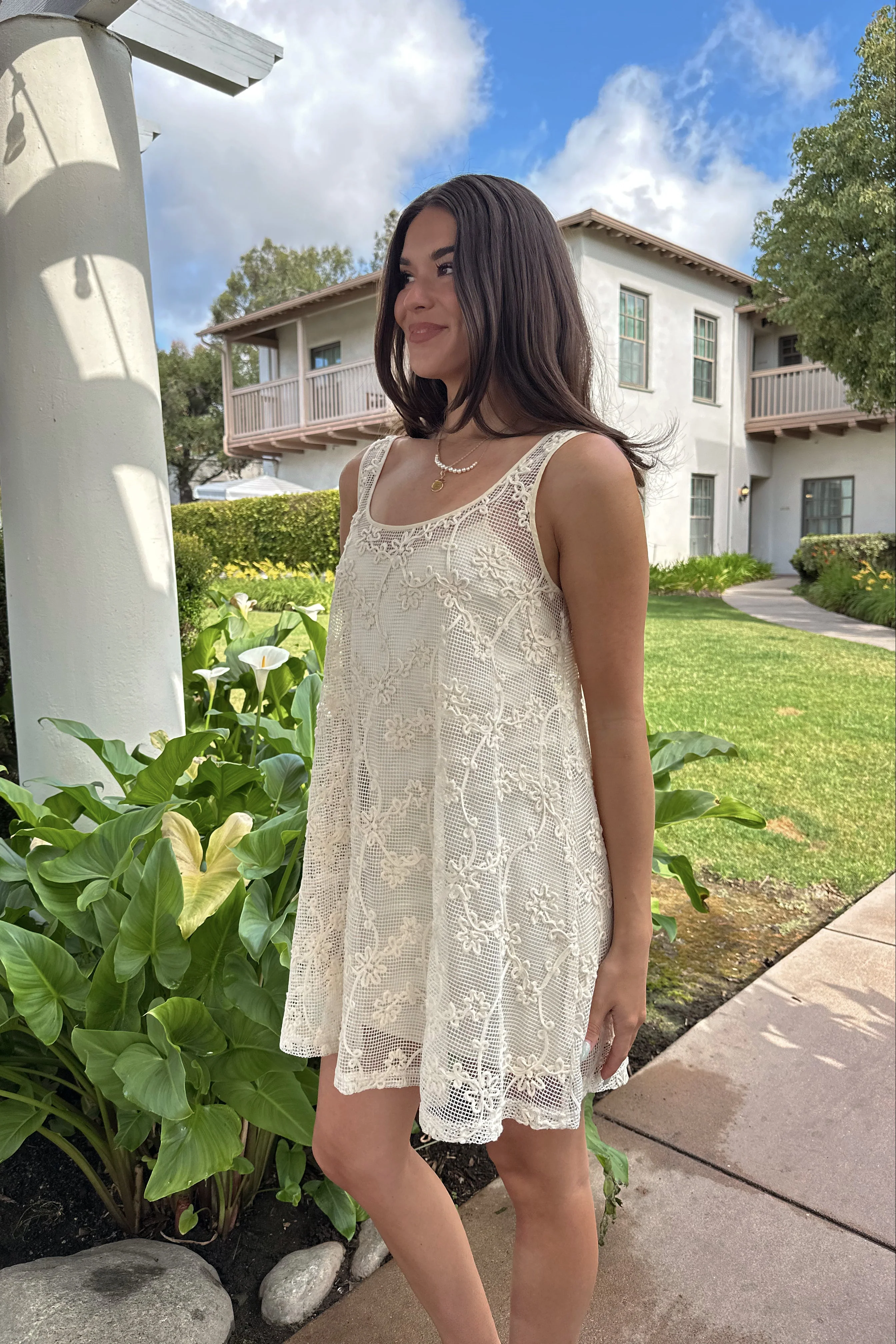 Tara Natural Crochet Mini Dress - Image 8