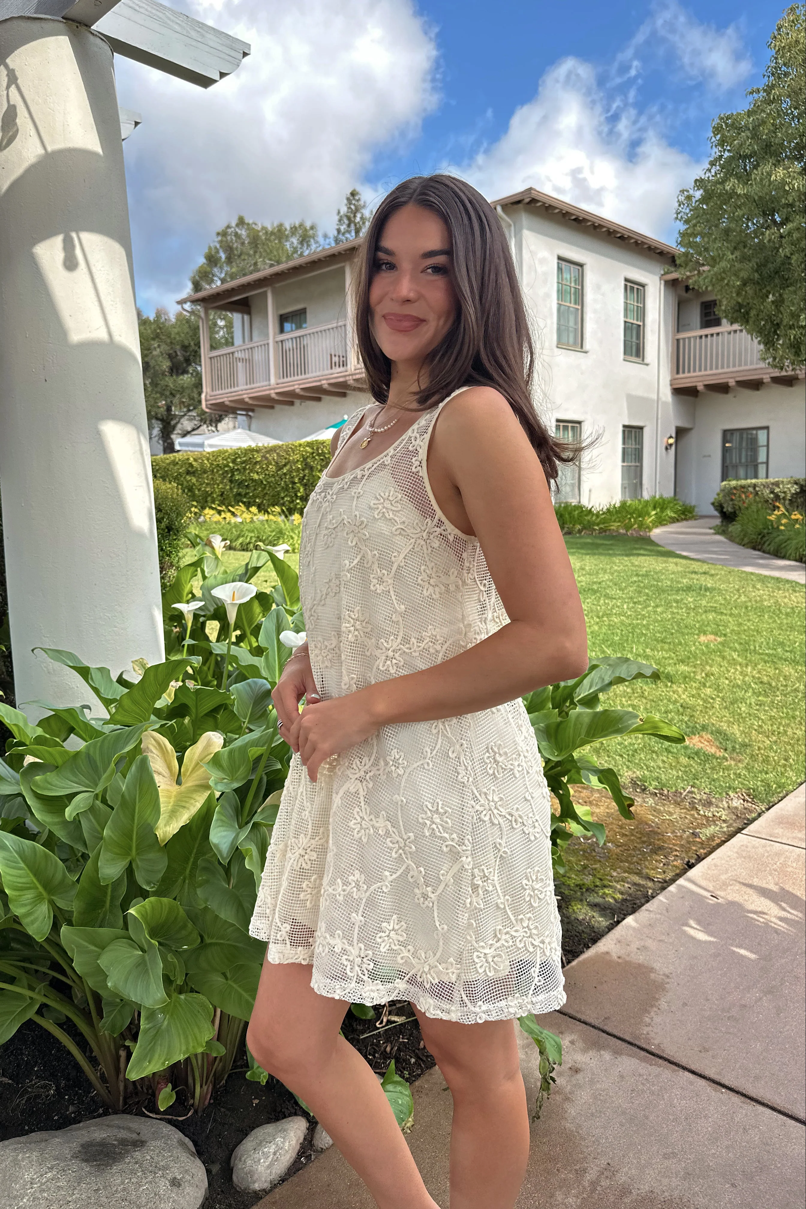 Tara Natural Crochet Mini Dress - Image 9
