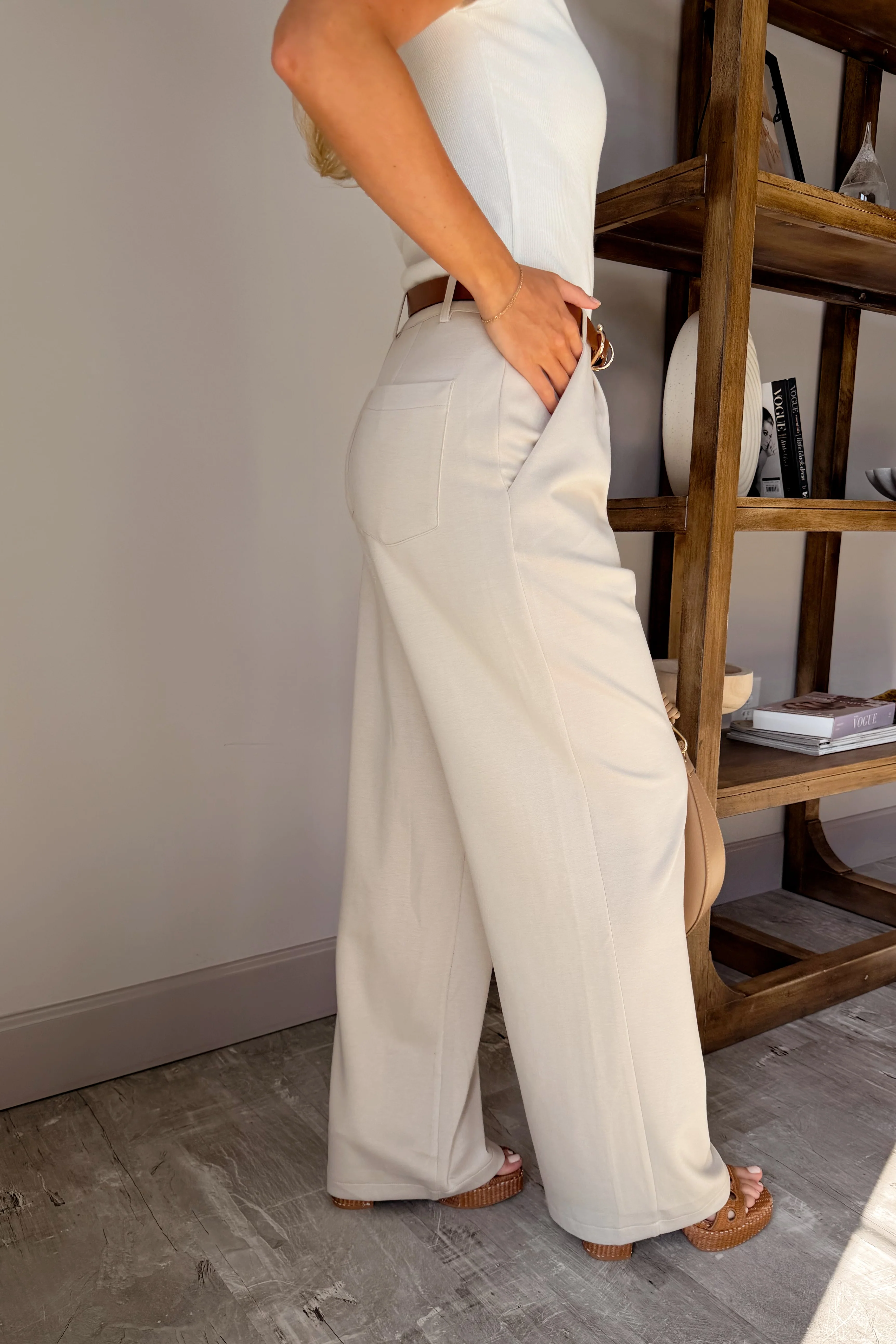 Tatum Light Taupe Wide Leg Pants - Image 7