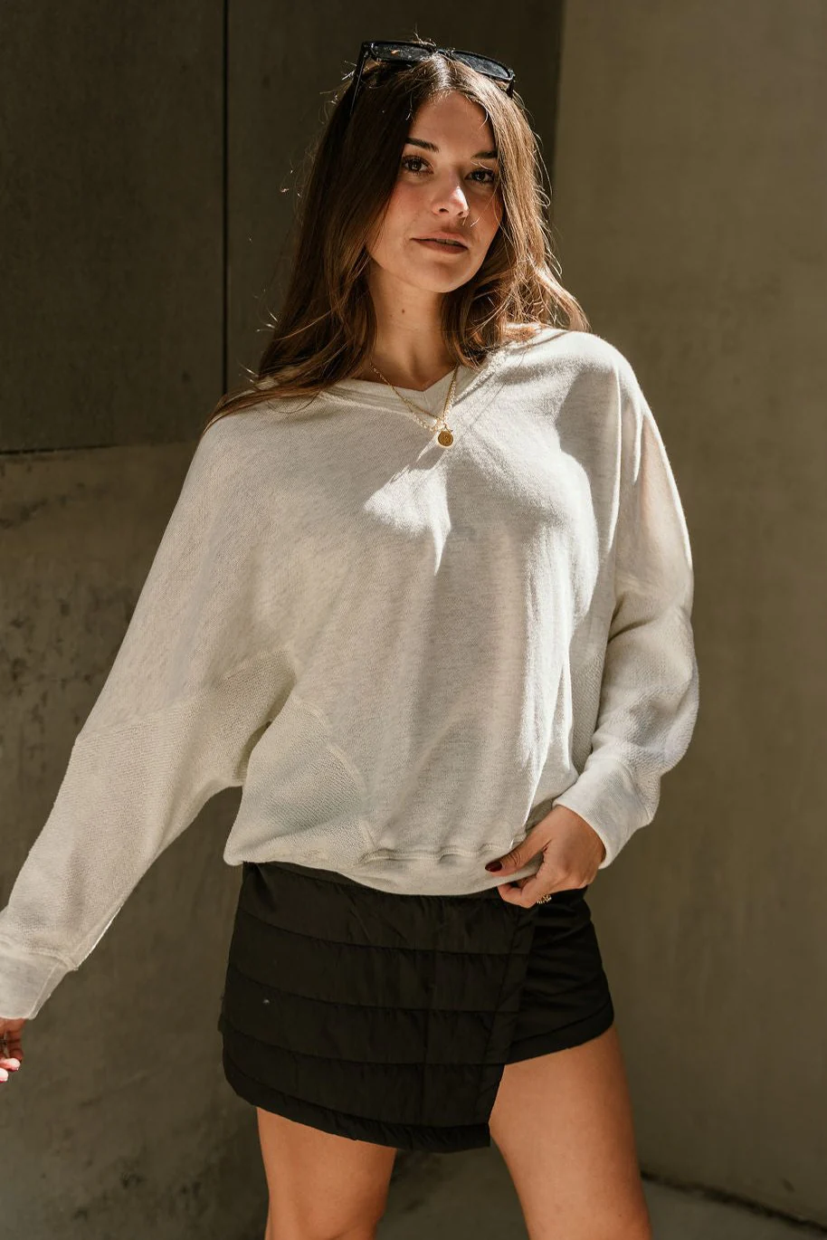 Tayla Oatmeal Long Sleeve Sweatshirt - Image 2