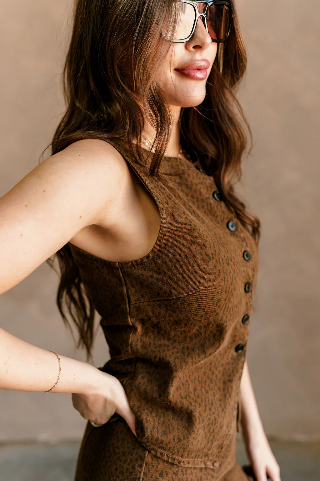 Teagan Brown Leopard Button-Up Top - Image 4