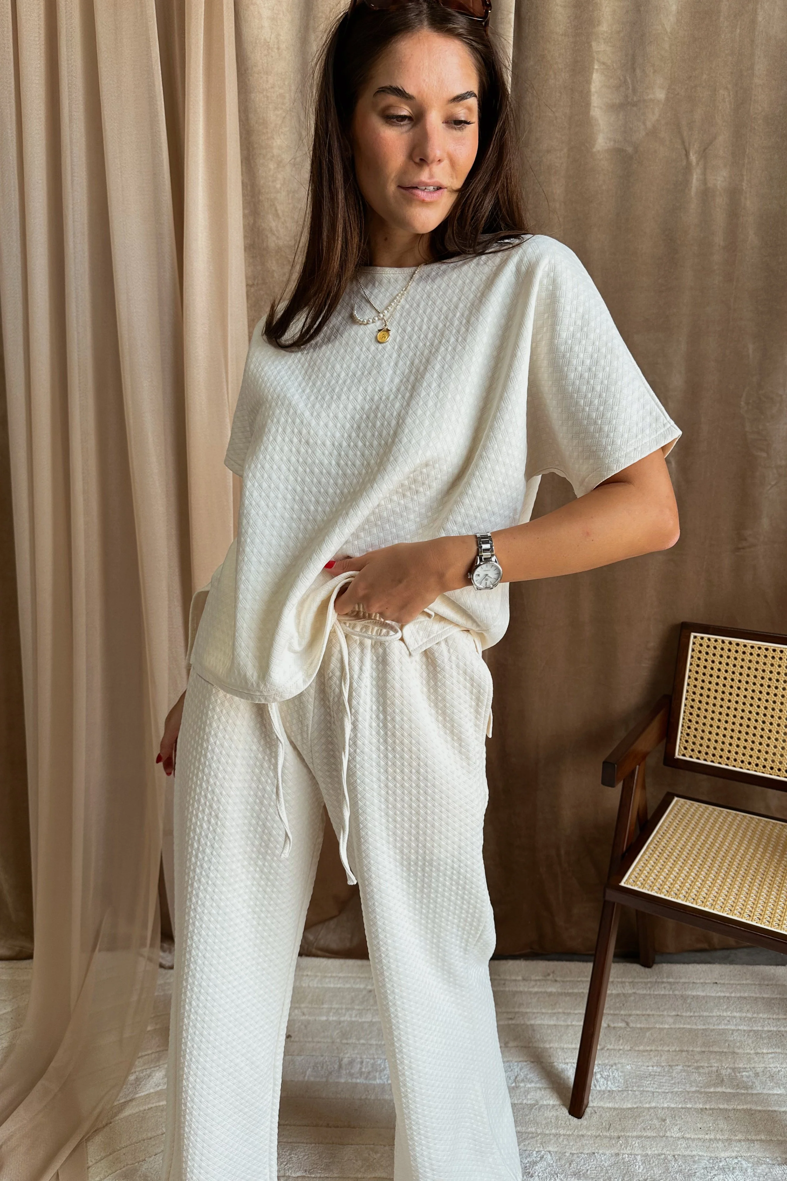 Teagan Ivory Short Sleeve Top