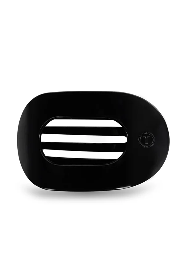 Teleties Jet Black Large Flat Round Hair Clip