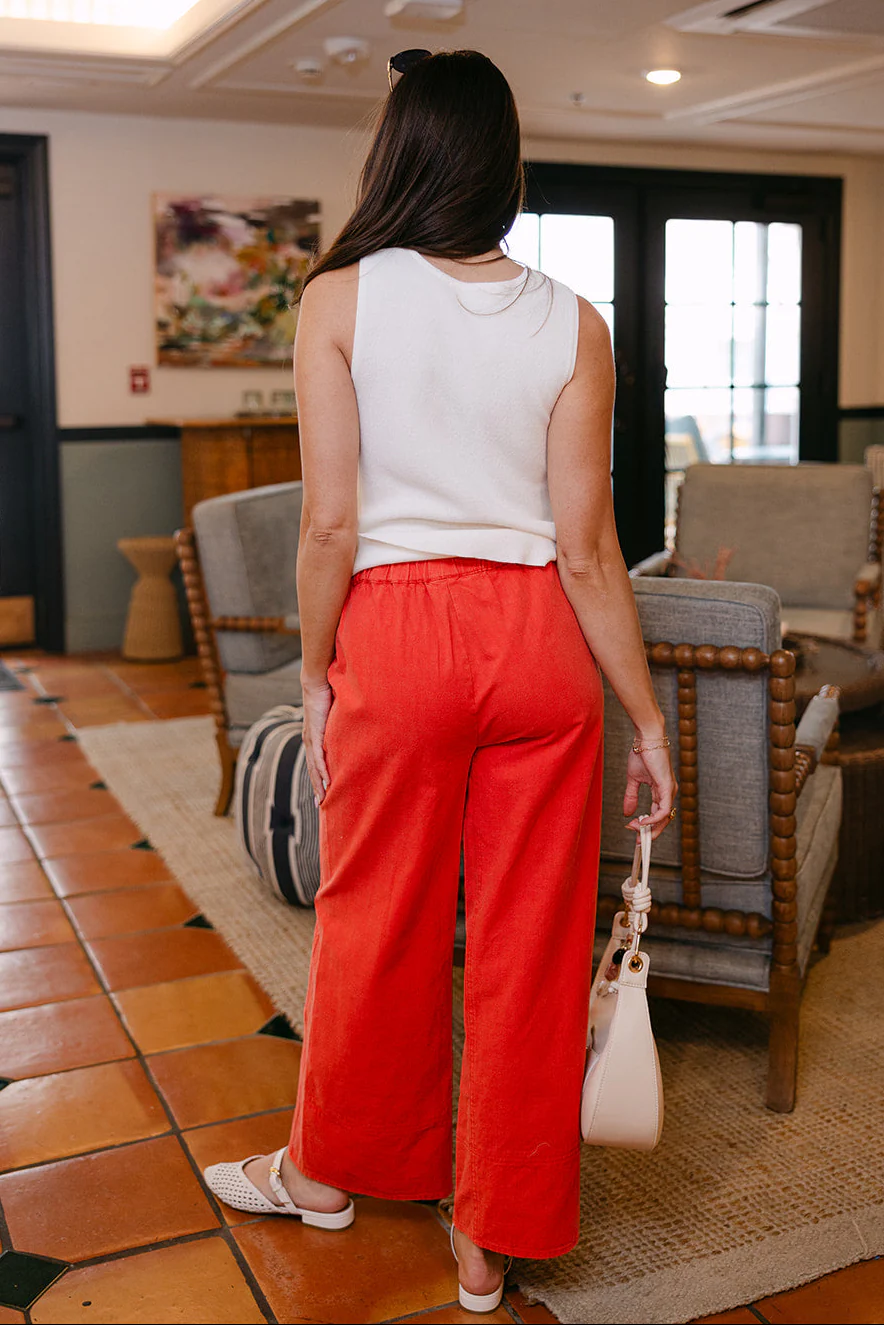 Thea Red Wide Leg Pants - Image 3