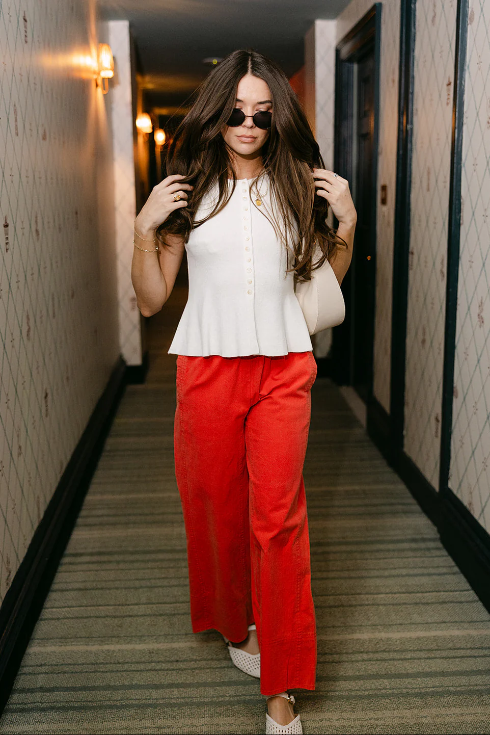 Thea Red Wide Leg Pants - Image 4