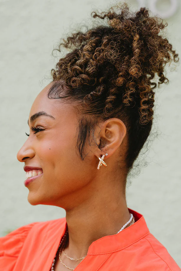 Tiana Gold & Pearl Criss Cross Earrings