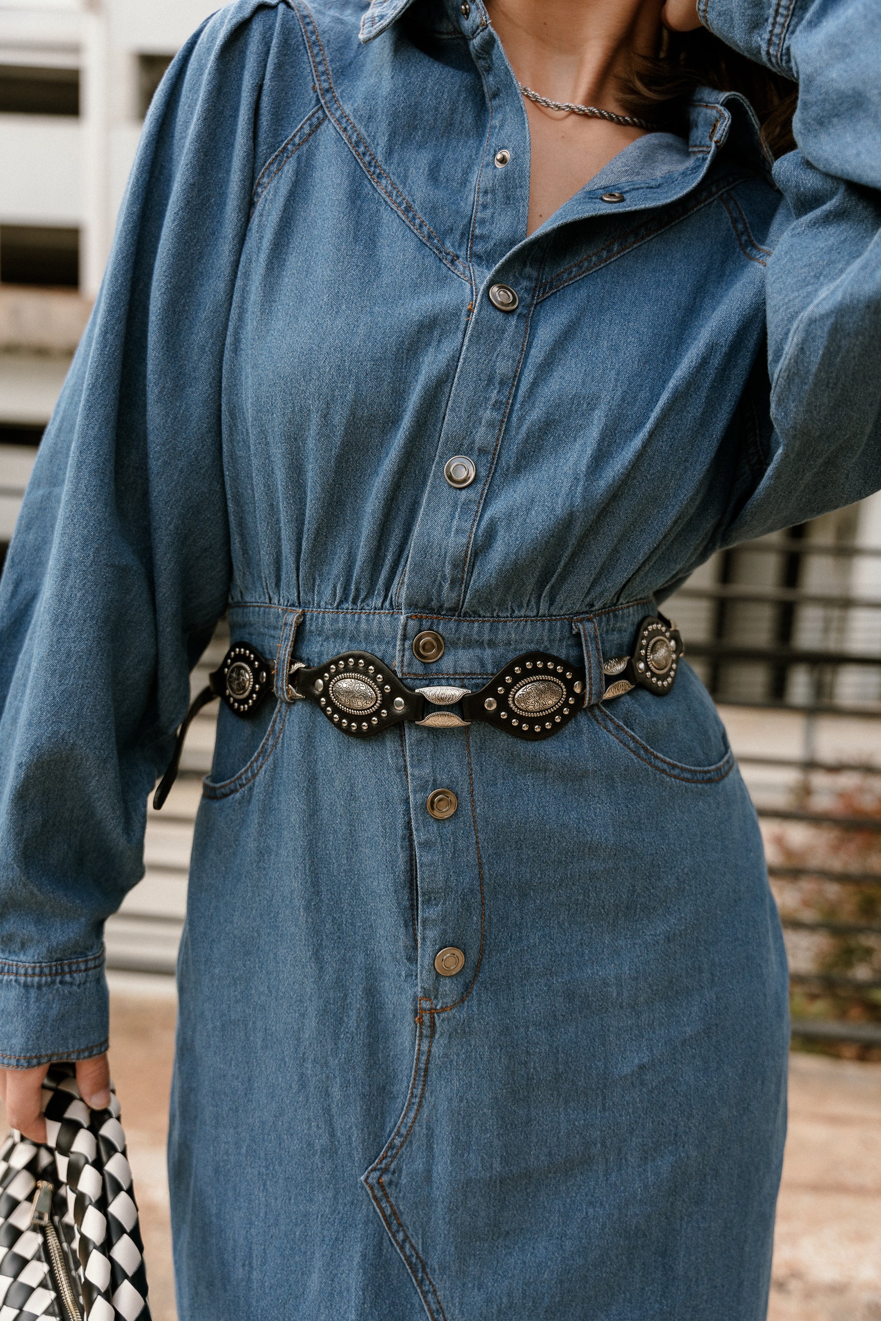 Tianna Blue Denim Midi Dress - Image 10