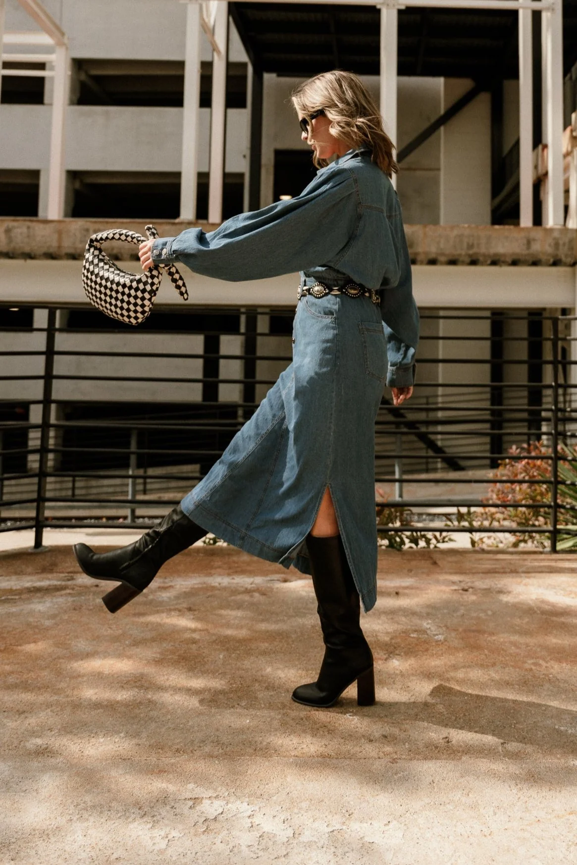 Tianna Blue Denim Midi Dress - Image 11