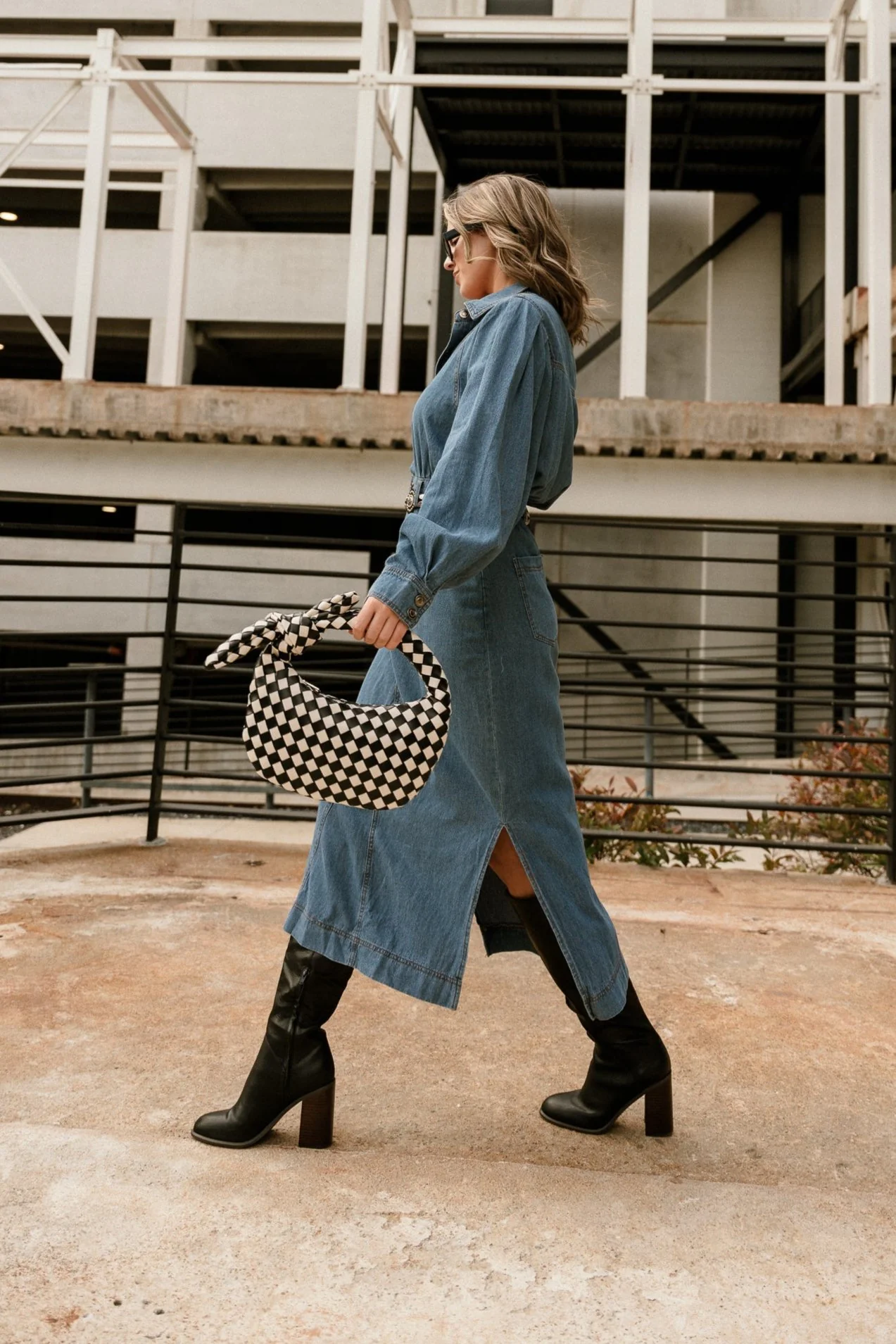 Tianna Blue Denim Midi Dress - Image 3