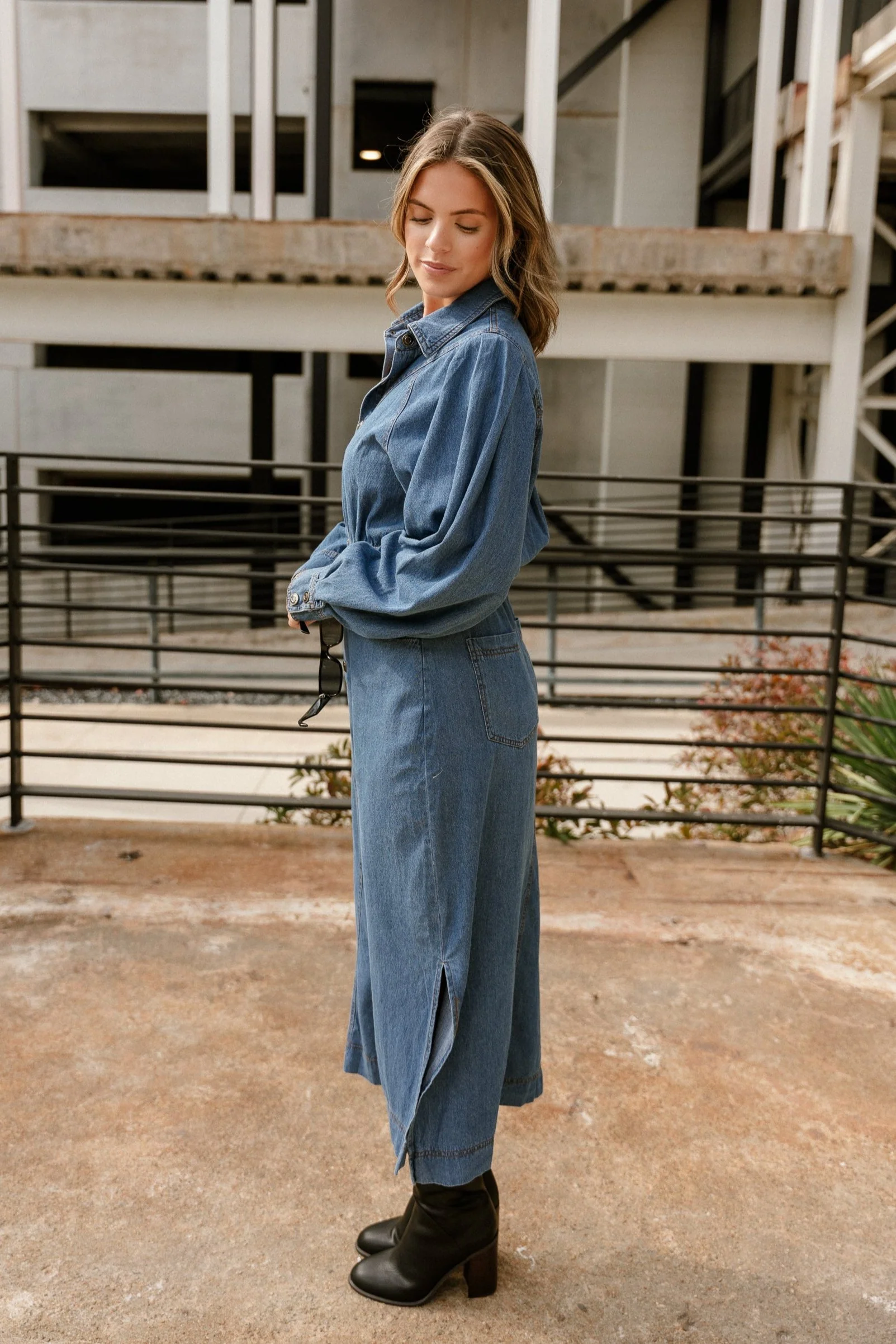 Tianna Blue Denim Midi Dress - Image 7