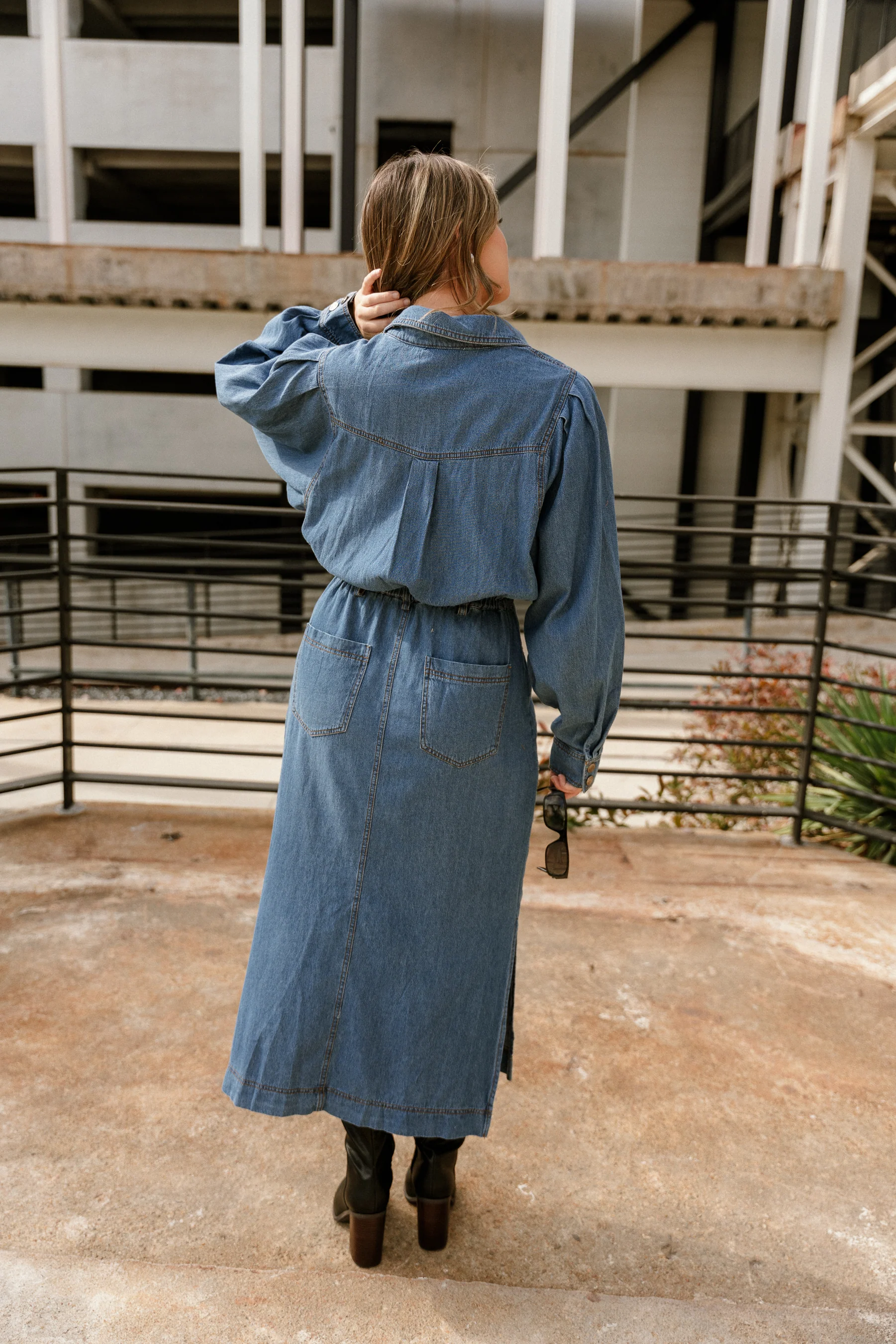 Tianna Blue Denim Midi Dress - Image 8