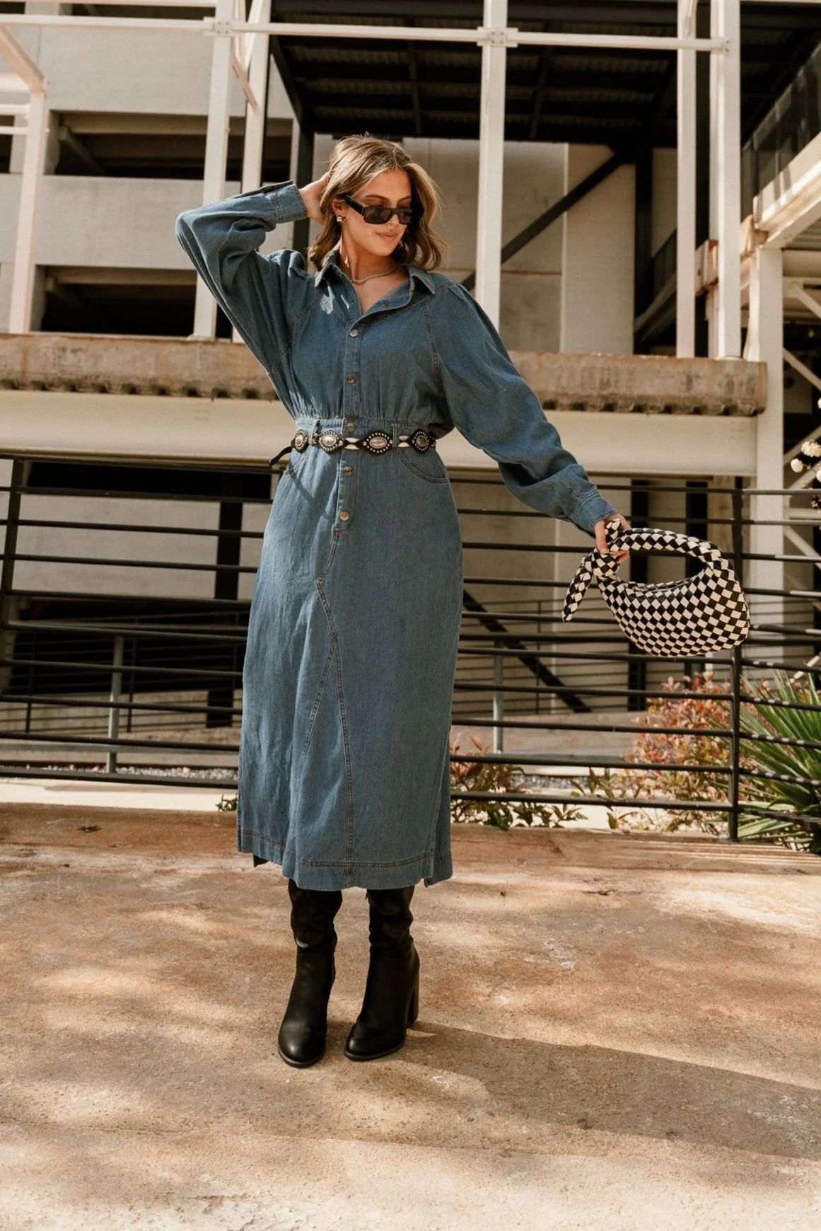 Tianna Blue Denim Midi Dress - Image 9
