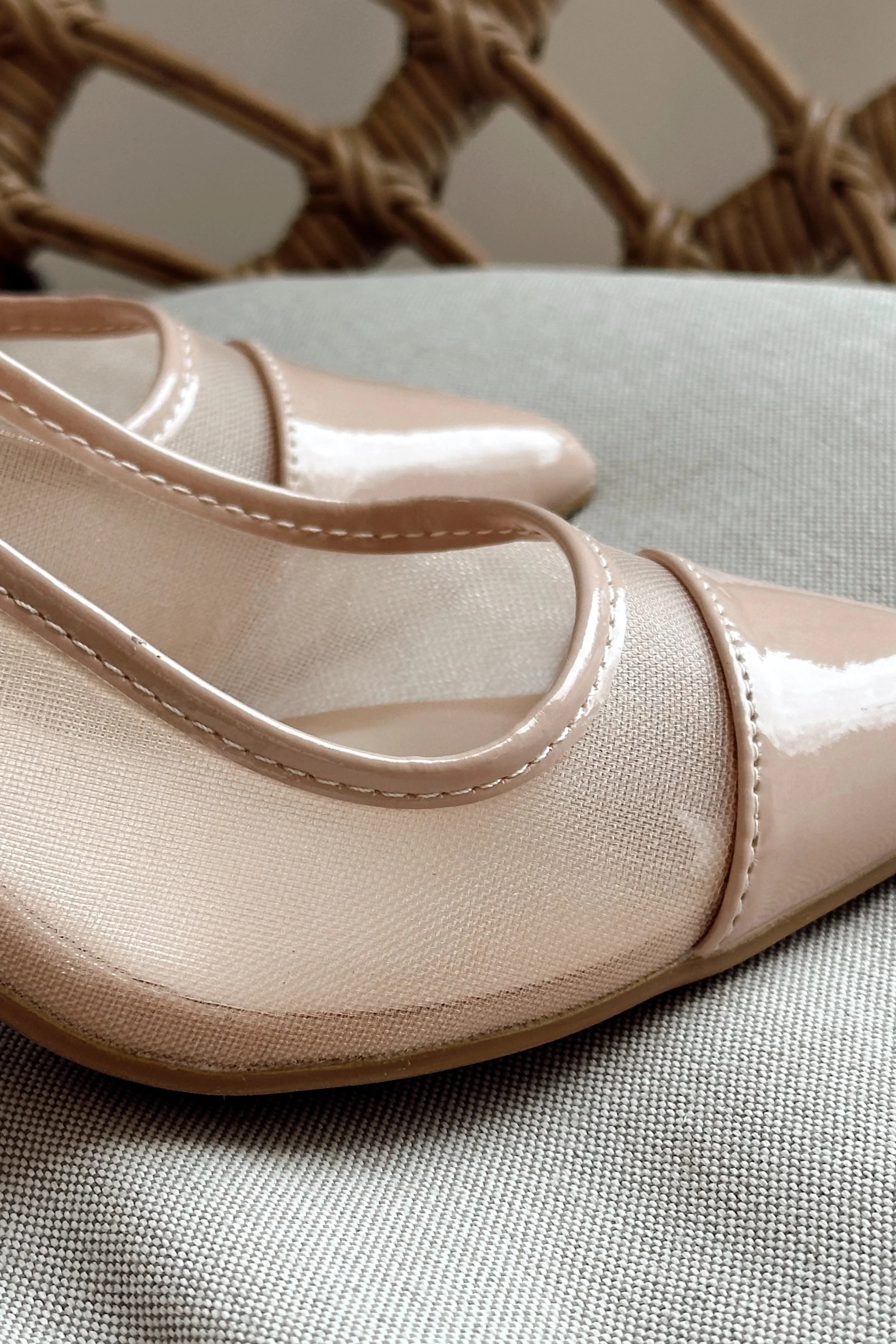 Tiffany Nude Mesh & Patent Pointed Toe Heel - Image 3