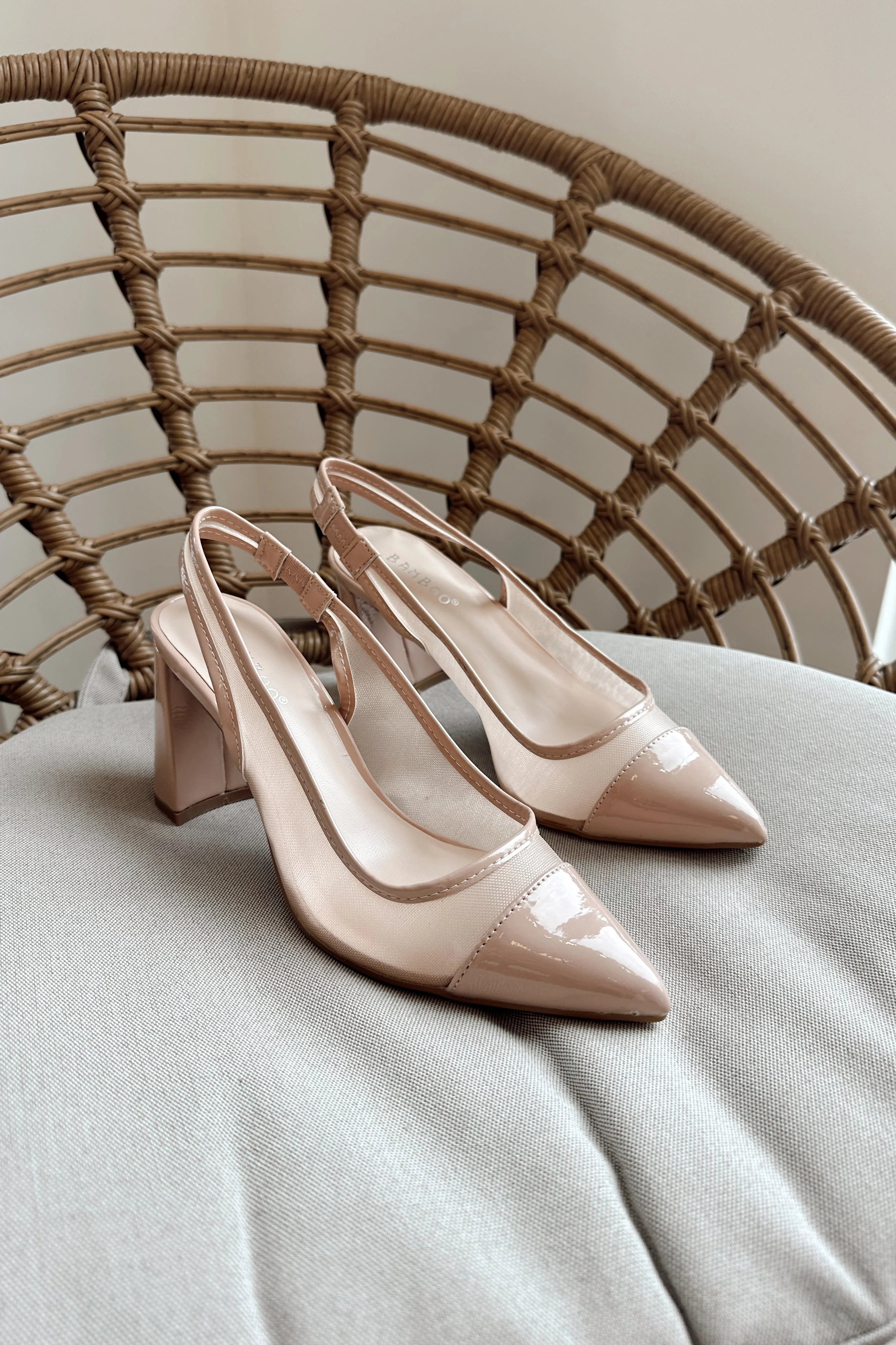 Tiffany Nude Mesh & Patent Pointed Toe Heel - Image 5