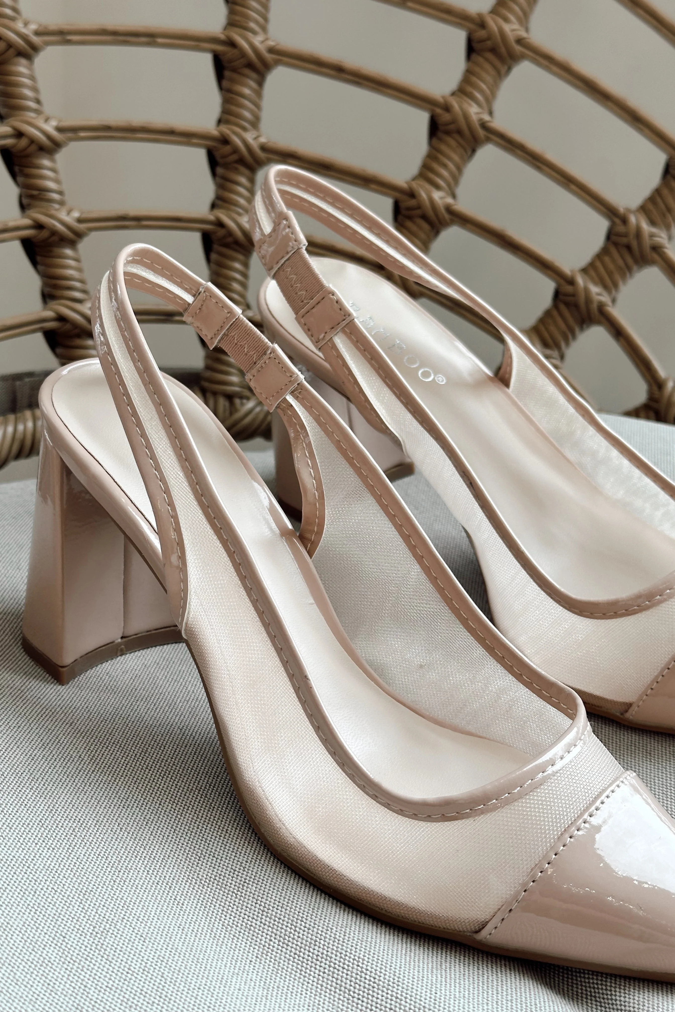 Tiffany Nude Mesh & Patent Pointed Toe Heel - Image 6