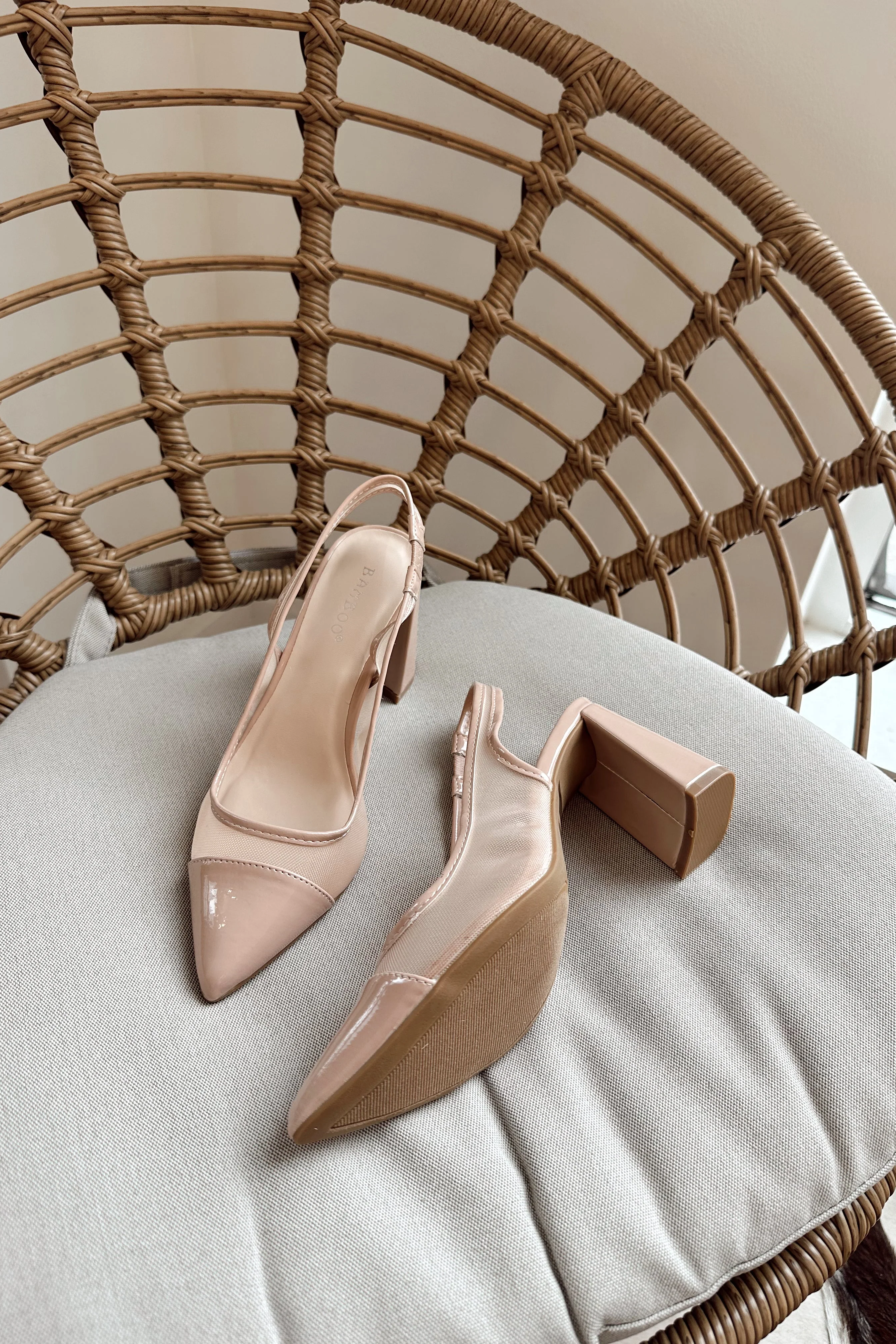 Tiffany Nude Mesh & Patent Pointed Toe Heel - Image 8
