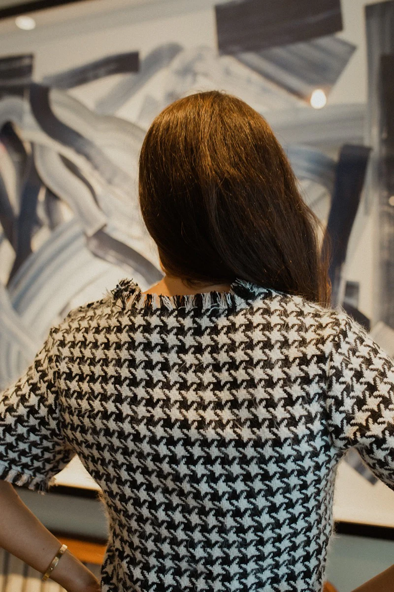 Timeless Houndstooth Fringe Top - Image 5