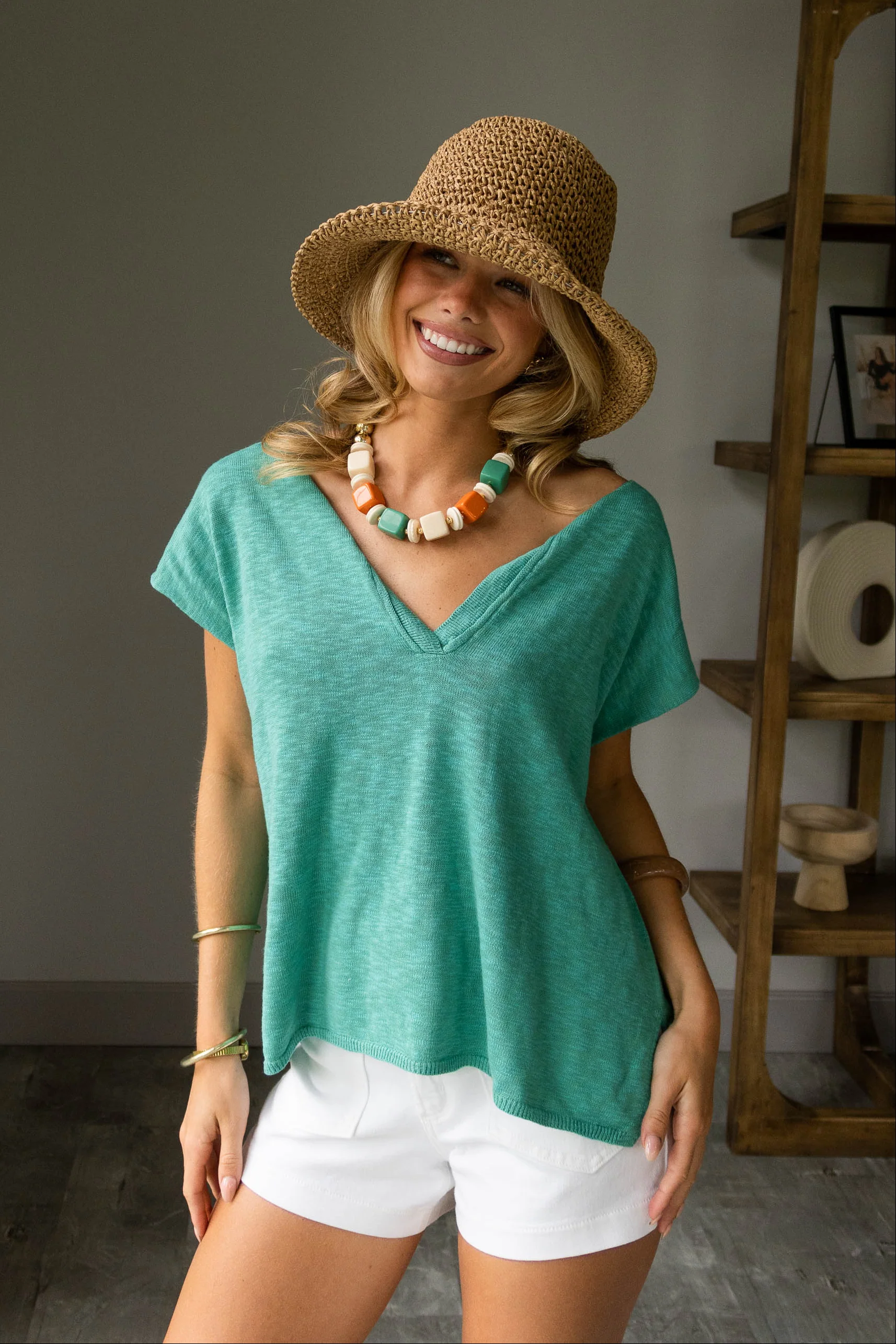 Tomi Emerald Sleeveless Knit Top - Image 2