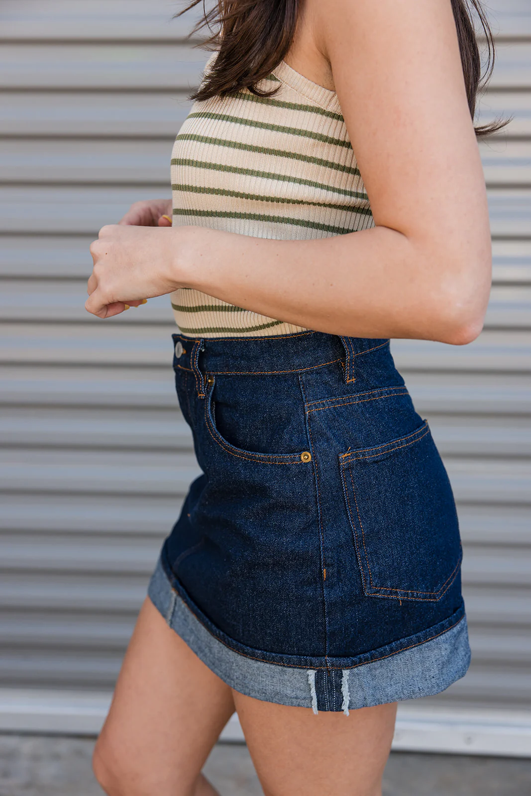 Tricia Dark Wash Denim Mini Skirt - Image 4