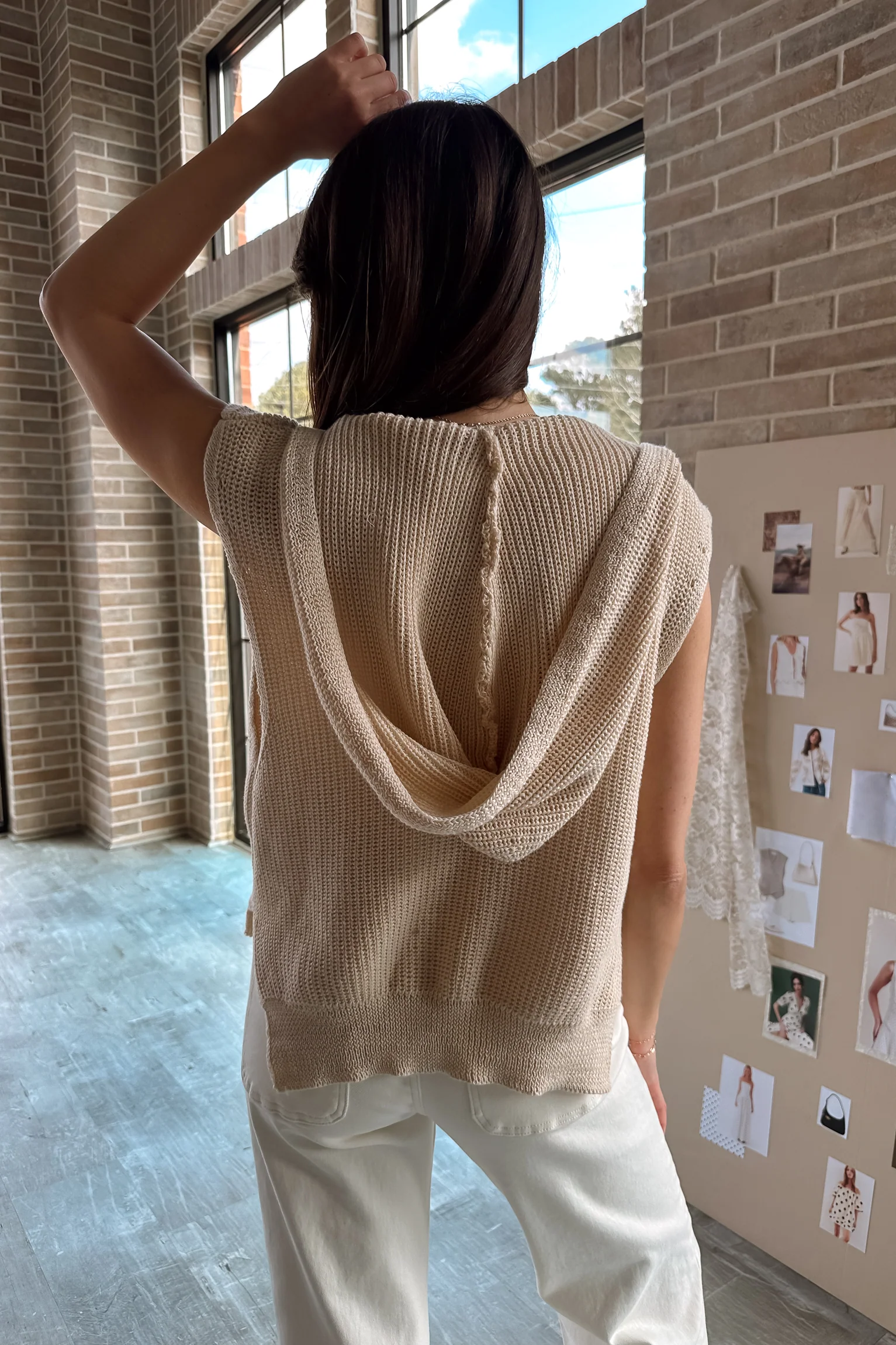 Trisha Natural Knit Hoodie Tank - Image 4