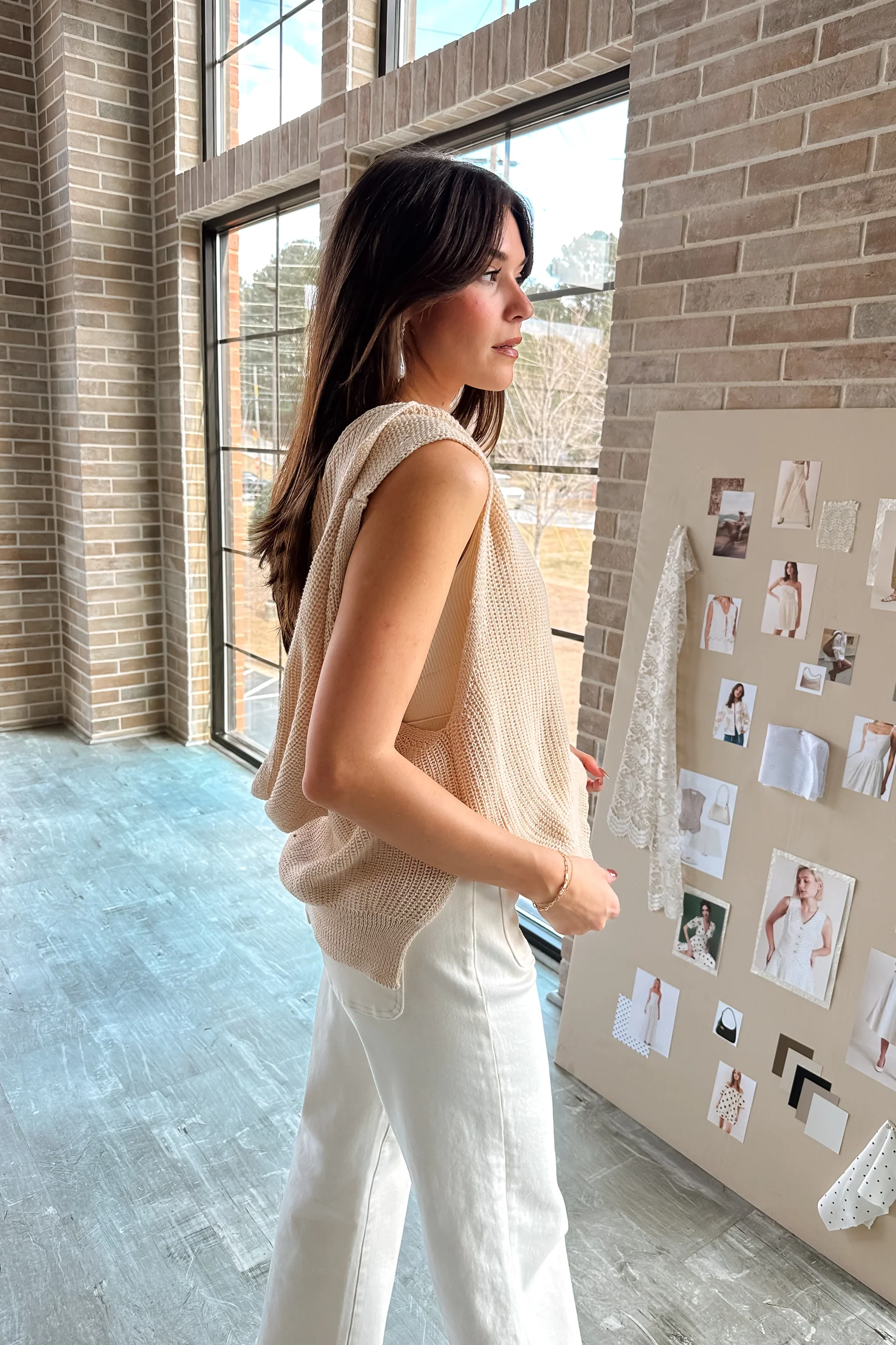 Trisha Natural Knit Hoodie Tank - Image 6