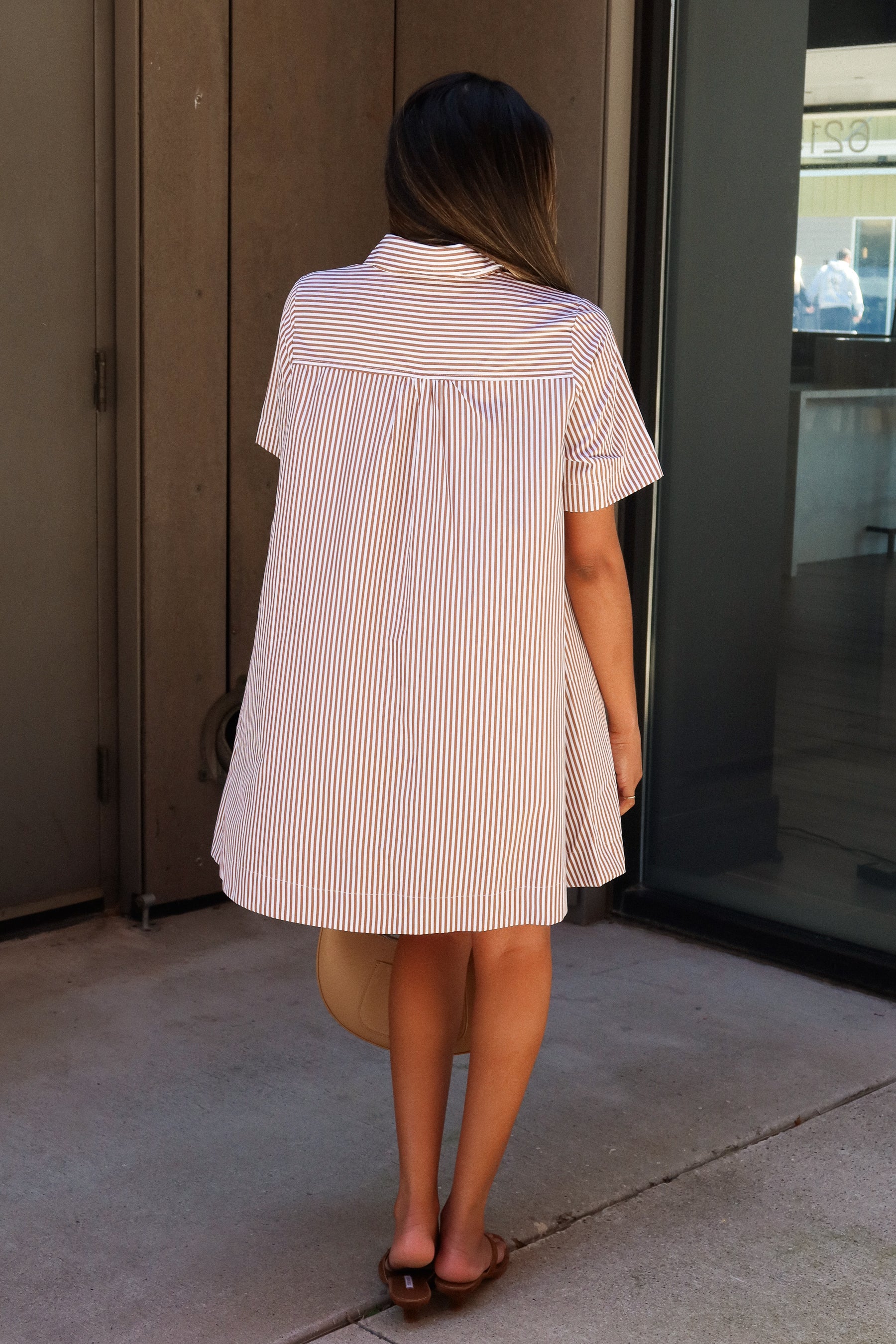 Trista Brown & White Striped Mini Dress - Image 7