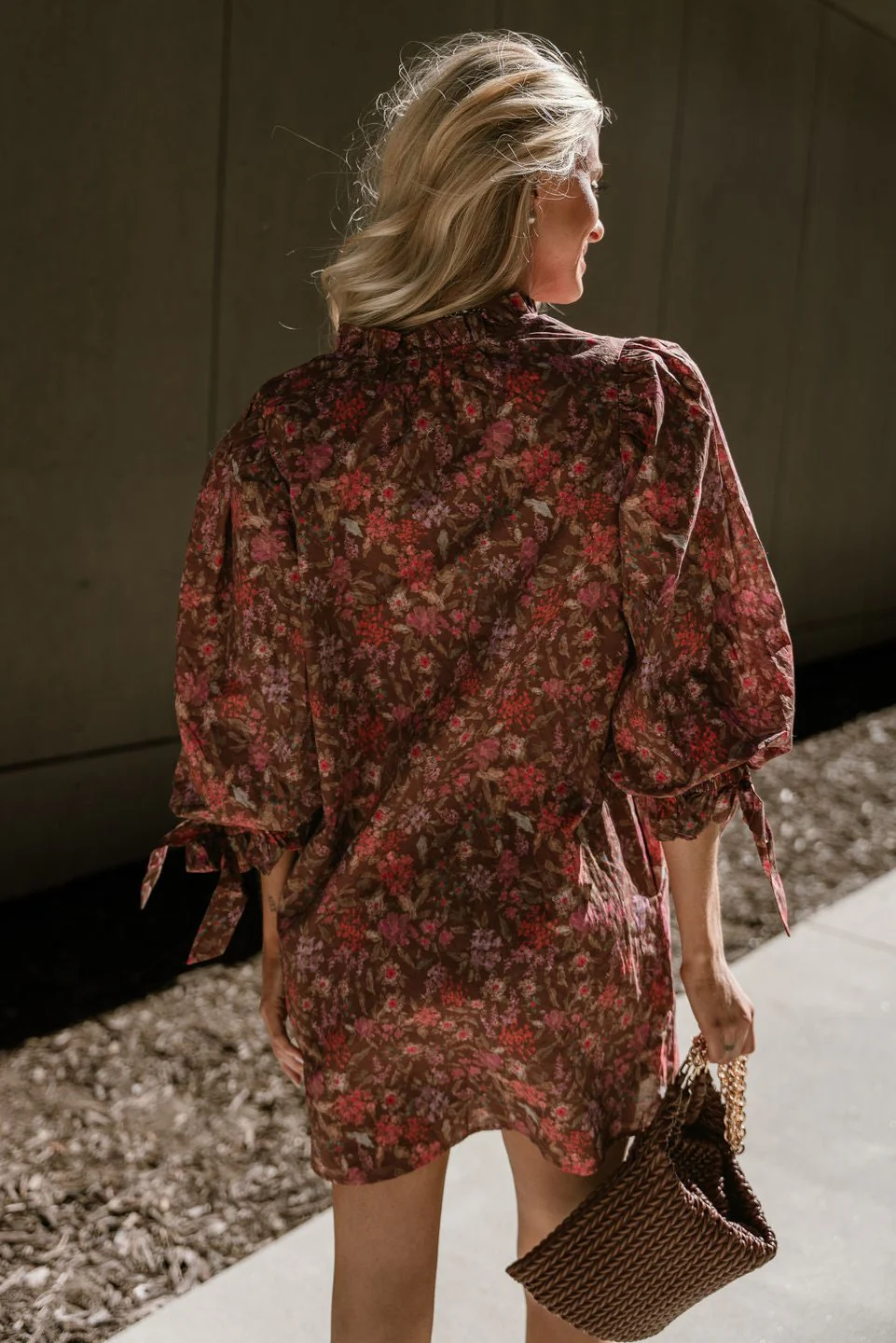 Tyra Brown Multi Floral Tie Dress - Image 3