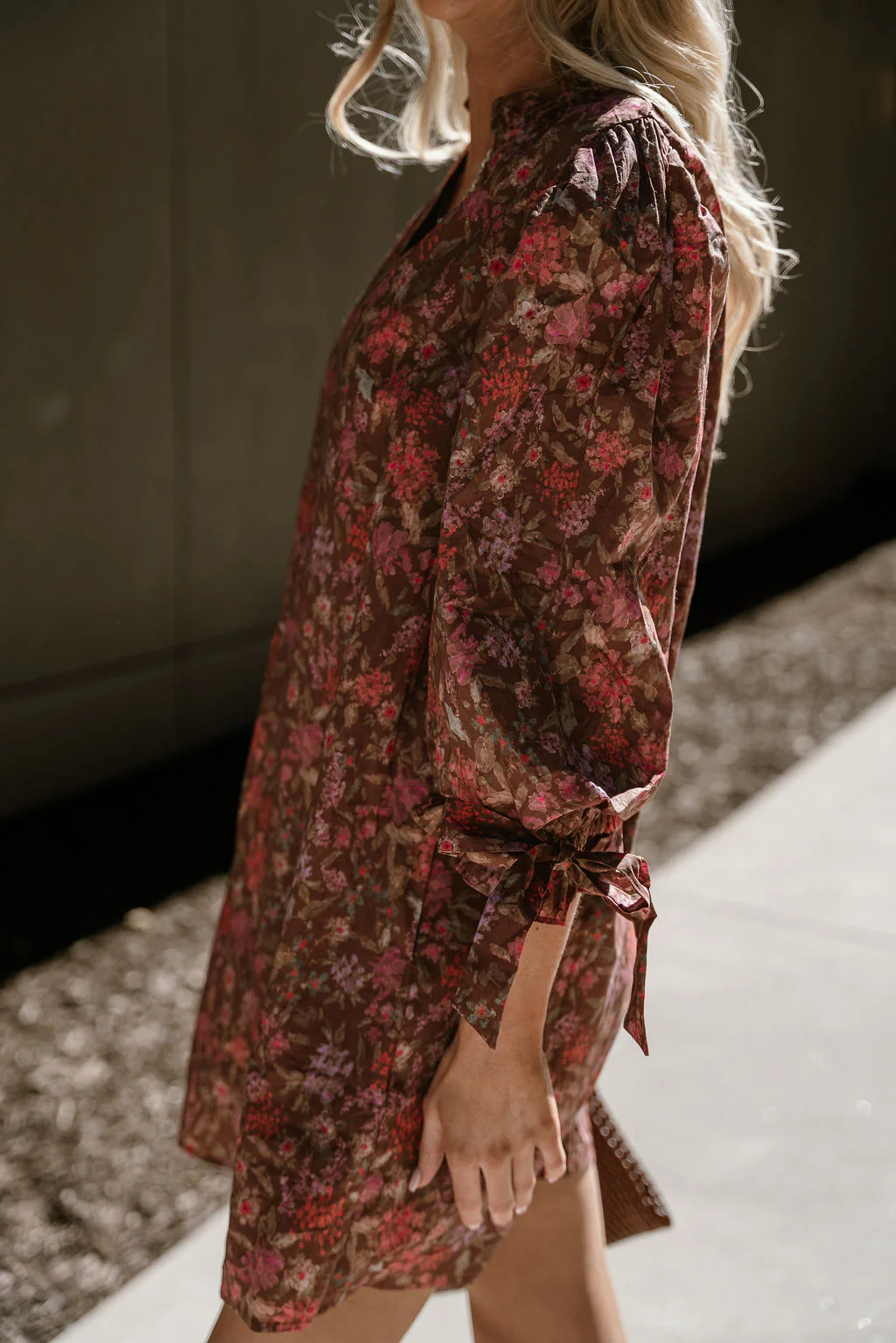 Tyra Brown Multi Floral Tie Dress - Image 4