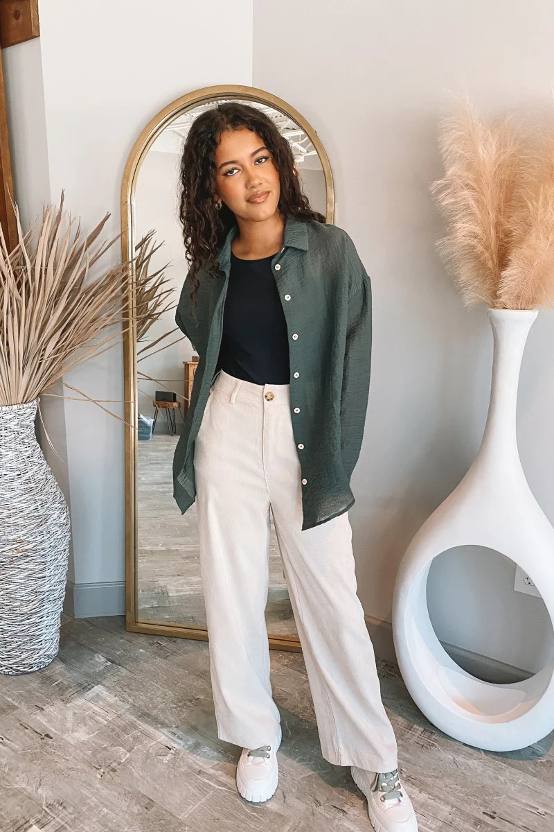 Upstate Twist-Back Top in Green - Image 2