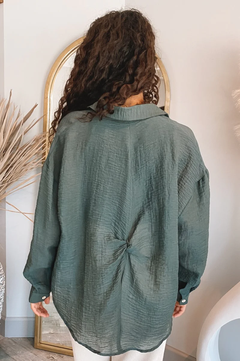 Upstate Twist-Back Top in Green - Image 6
