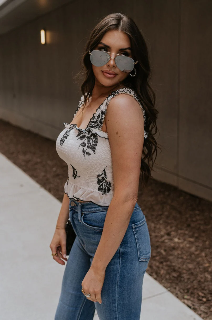 Elaina Black & Cream Floral Tank - Image 3
