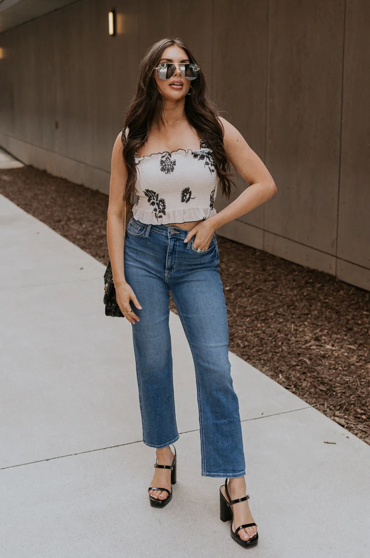 Elaina Black & Cream Floral Tank - Image 4