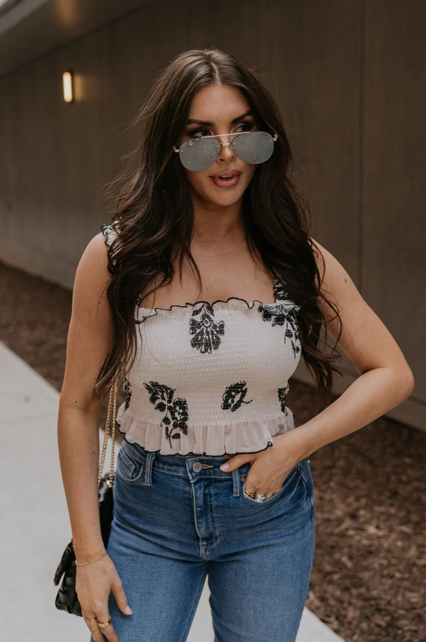 Elaina Black & Cream Floral Tank - Image 5