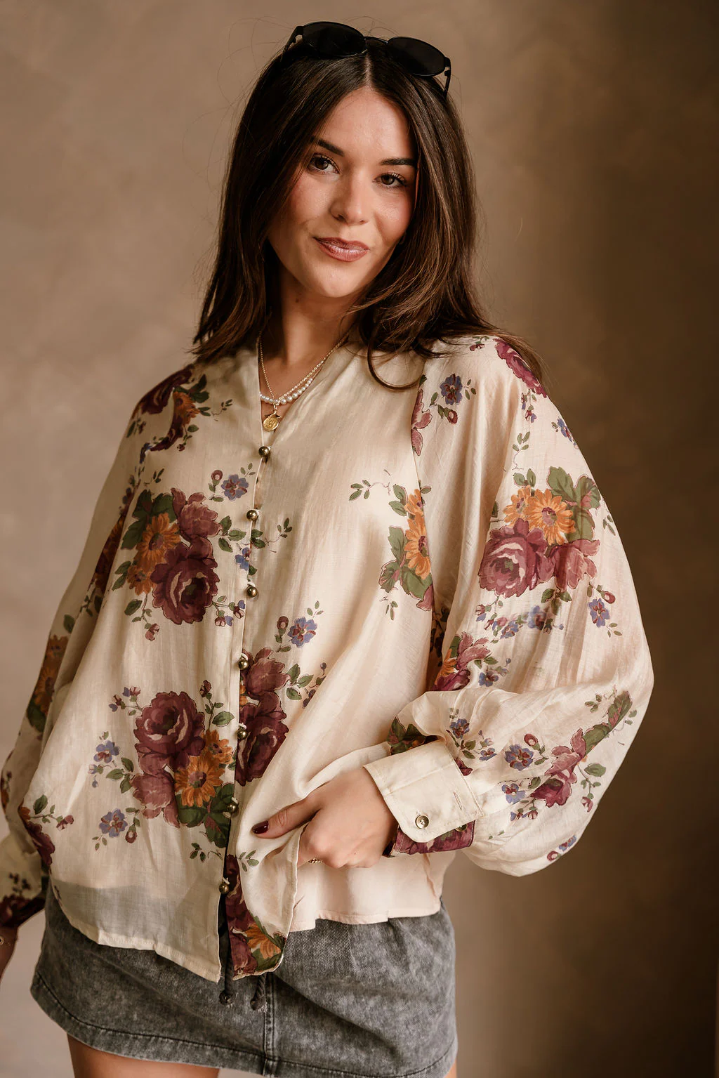 Valencia Cream Multi Floral Long Sleeve Top - Image 8