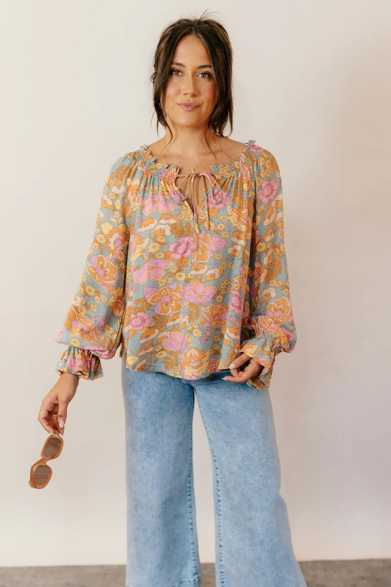 Valencia Floral Long Sleeve Top - Image 3